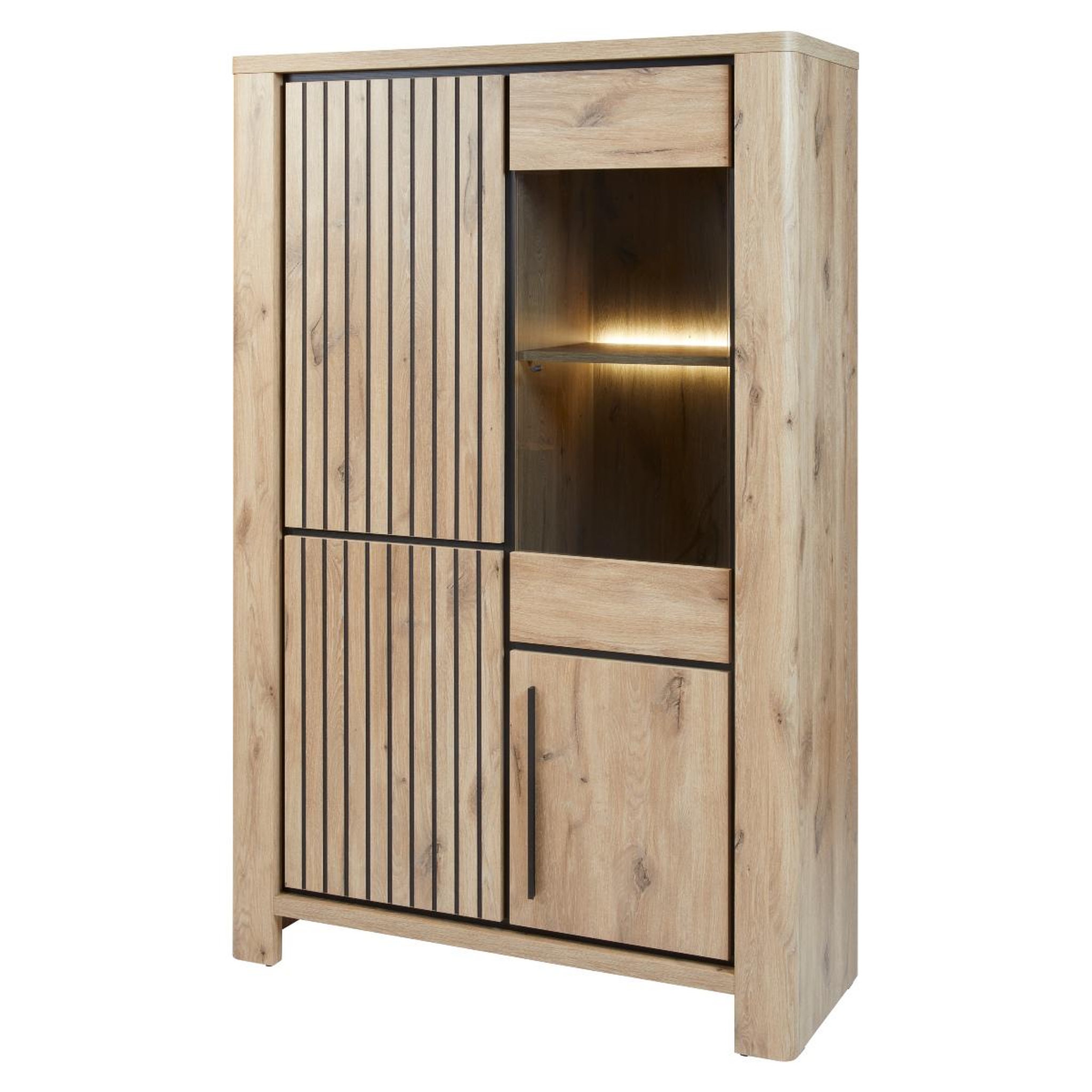 JLC KREATION Vitrine avec led 120cm couleur chêne clair santorini