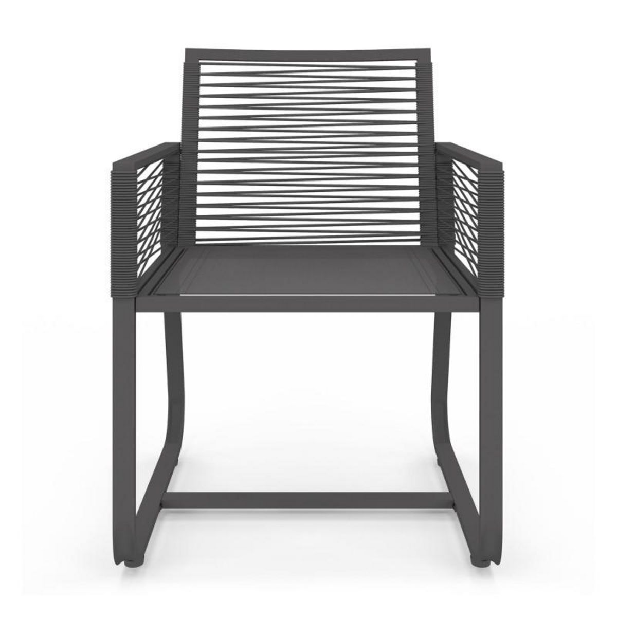 ID MARKET Lot de 2 fauteuils de jardin ODESSA métal et cordage gris