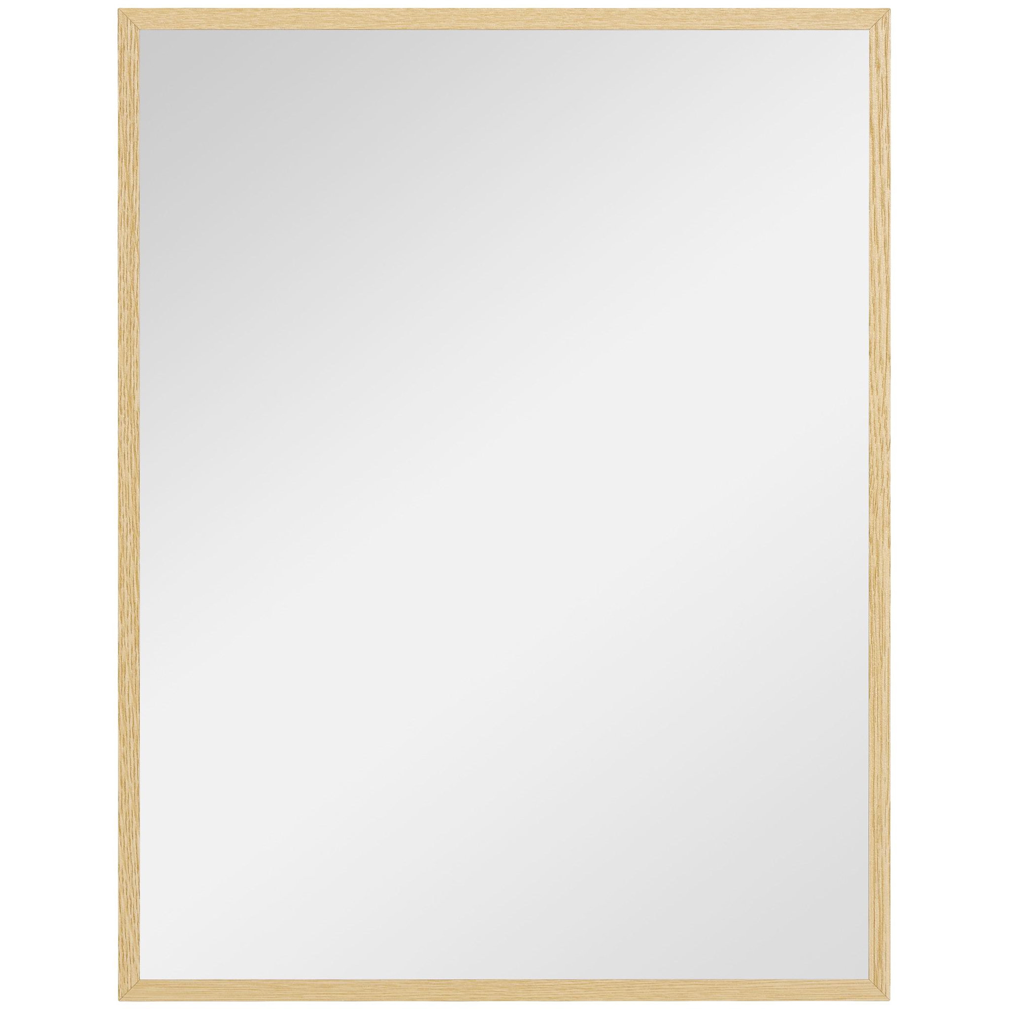 HOMCOM Miroir mural rectangulaire dim. 70L x 90H cm cadre MDF aspect bois clair