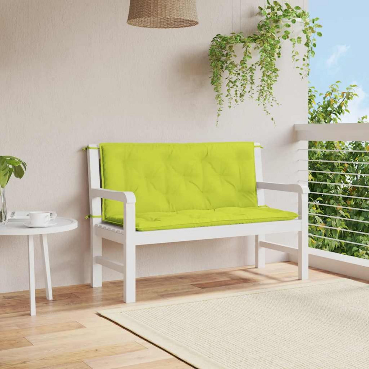 VIDAXL Coussin de banc de jardin vert vif 120x(50+50)x7cm tissu oxford