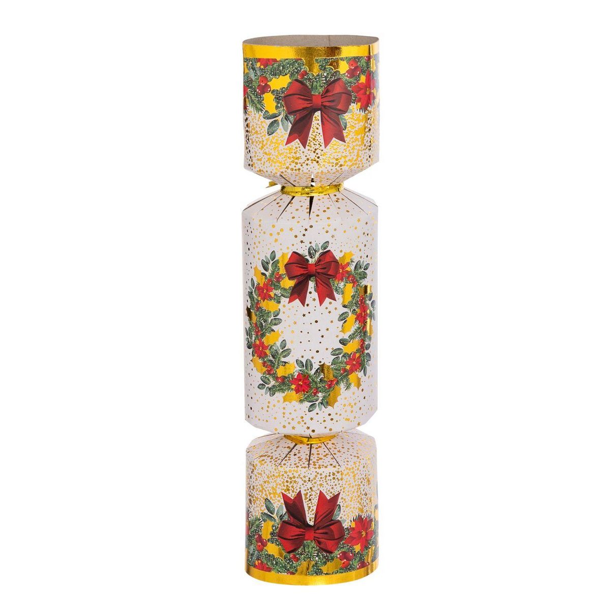 FEERIC LIGHT & CHRISTMAS Lot de 6 crackers imprimés Couronne de Noël - Rouge et blanc