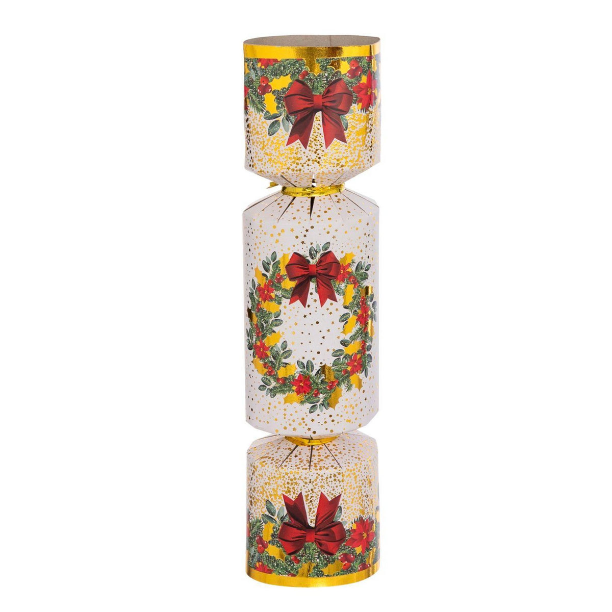 FEERIC LIGHT & CHRISTMAS Lot de 6 crackers imprimés Couronne de Noël - Rouge et blanc