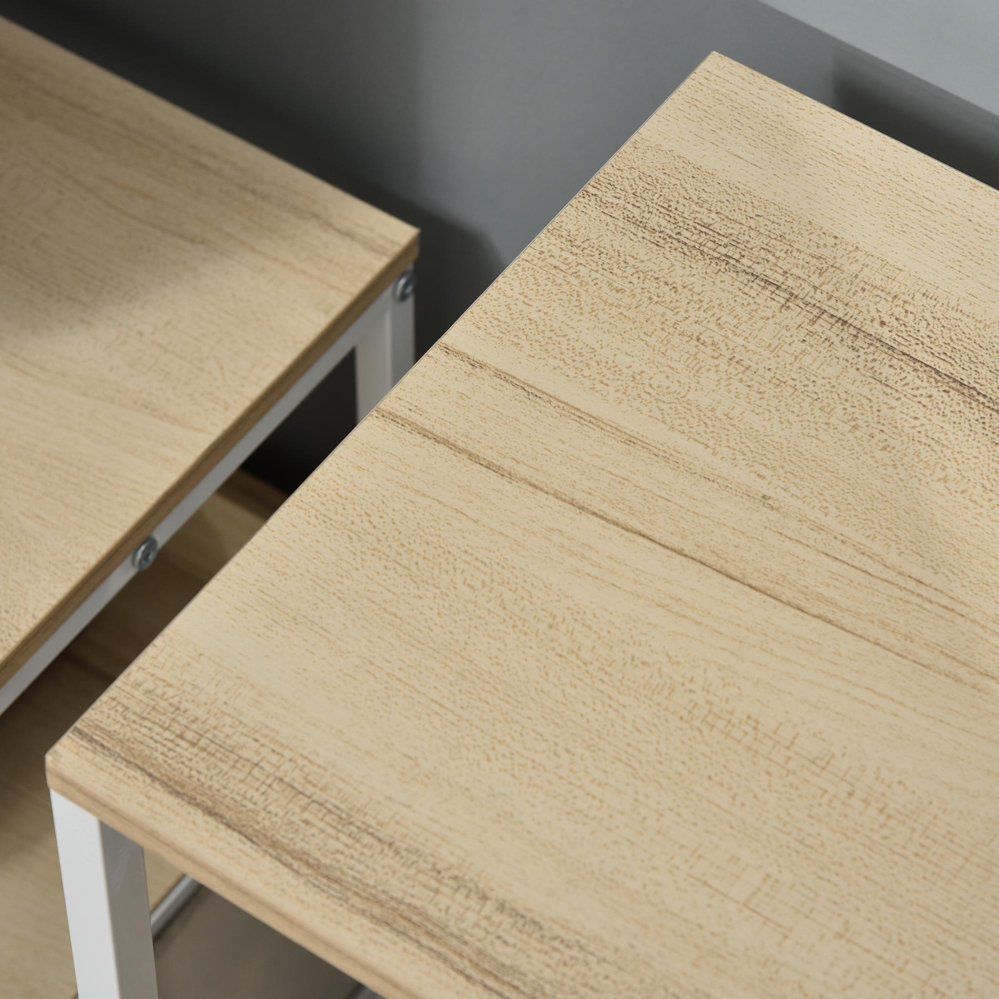 Voir la diapositive 4 : HOMCOM Meuble de rangement commode design - 3 tiroirs, 2 étagères - métal MDF non tissé beige
