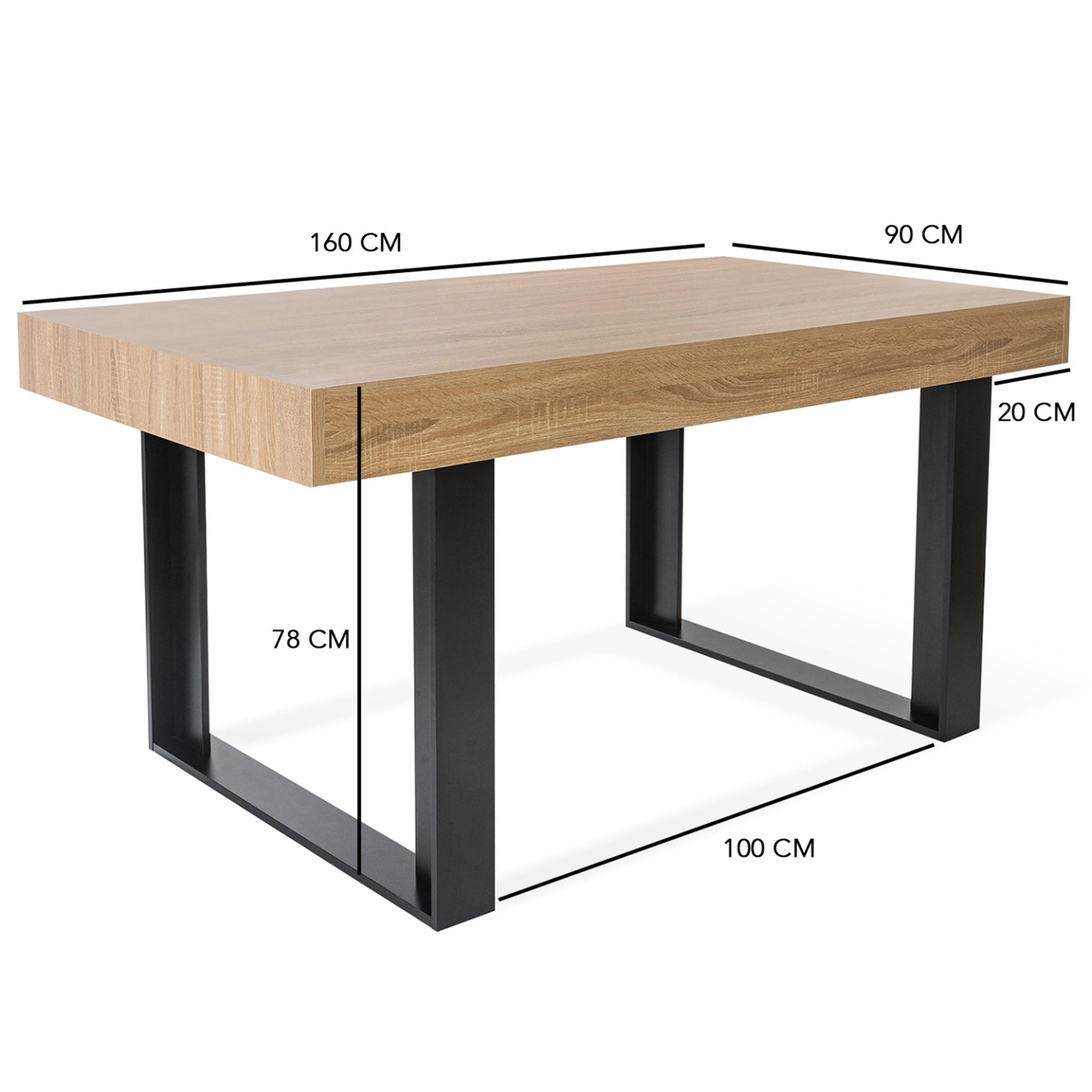 Voir la diapositive 4 : ID MARKET Table à manger rectangle PHOENIX 6 personnes bois et noir 160 cm