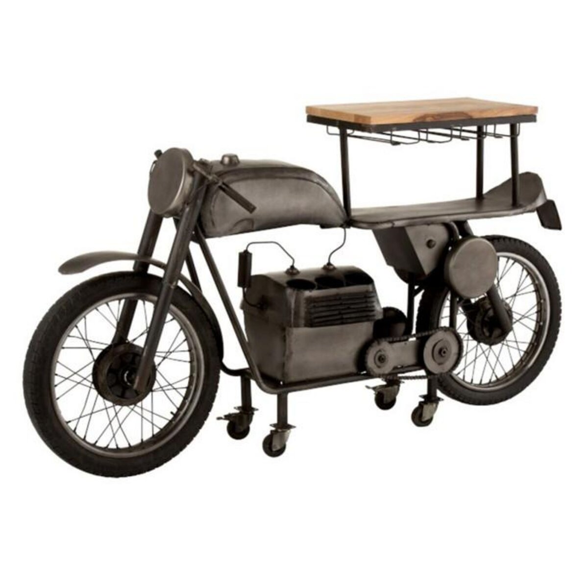 Paris Prix Table de Bar Design  Motocyclette  200cm Gris