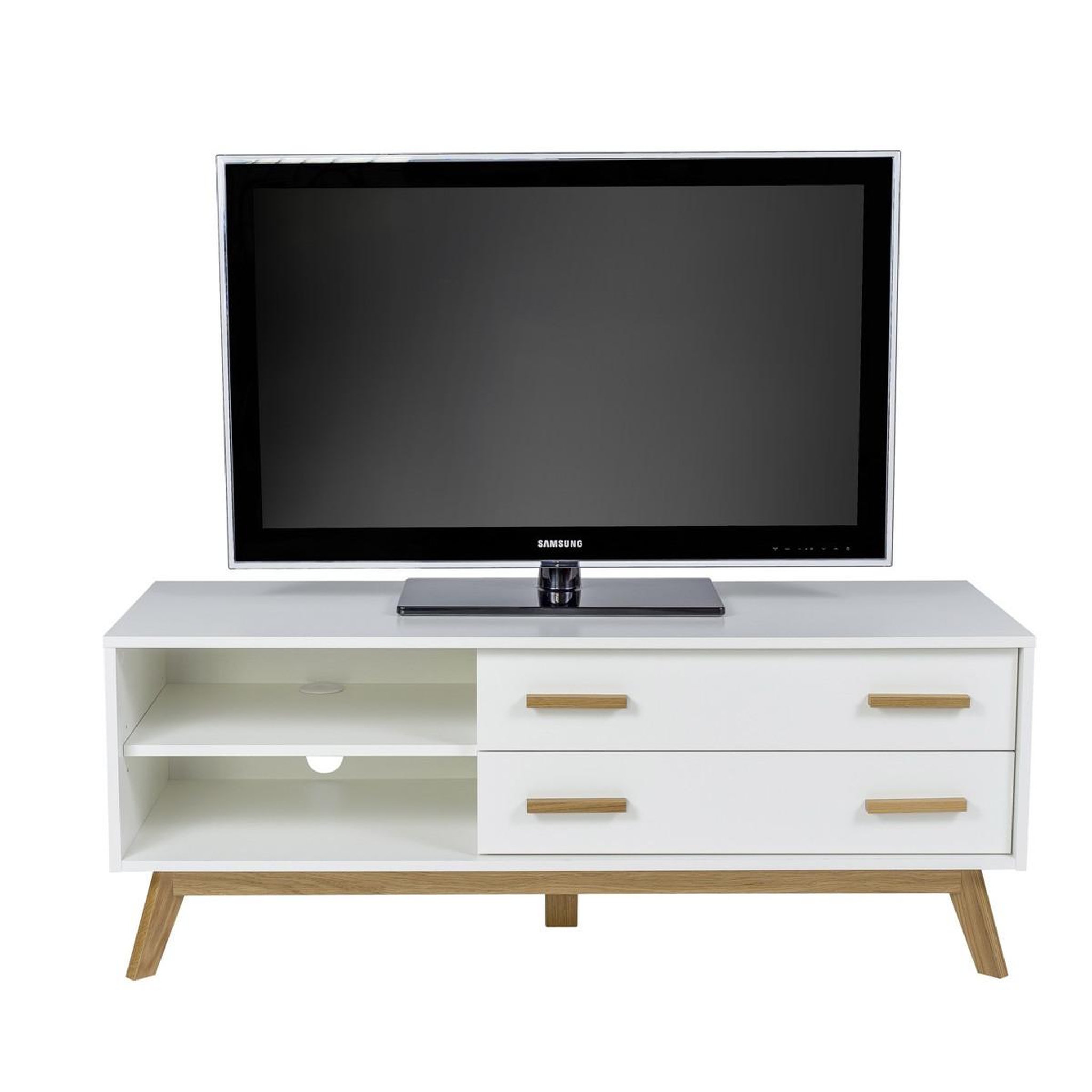 Voir la diapositive 4 : Paris Prix Meuble tv design  kensal  130cm chêne & blanc