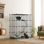 Voir la diapositive 2 : PAWHUT Cage chat intérieur - parc chat DIY - 4 niv. 5 portes hamac plateformes rampes - acier noir