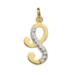 L'ATELIER D'AZUR Pendentif Or 18 Carats 750 Jaune Serti de Zirconiums - Initiale Lettre  S  - Chaine Offerte