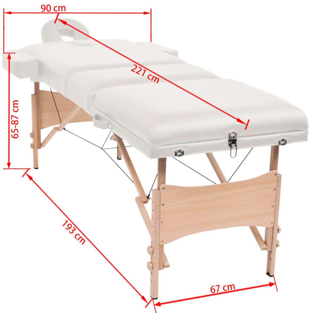 VIDAXL Table de massage pliable a 3 zones 10 cm d'epaisseur Blanc