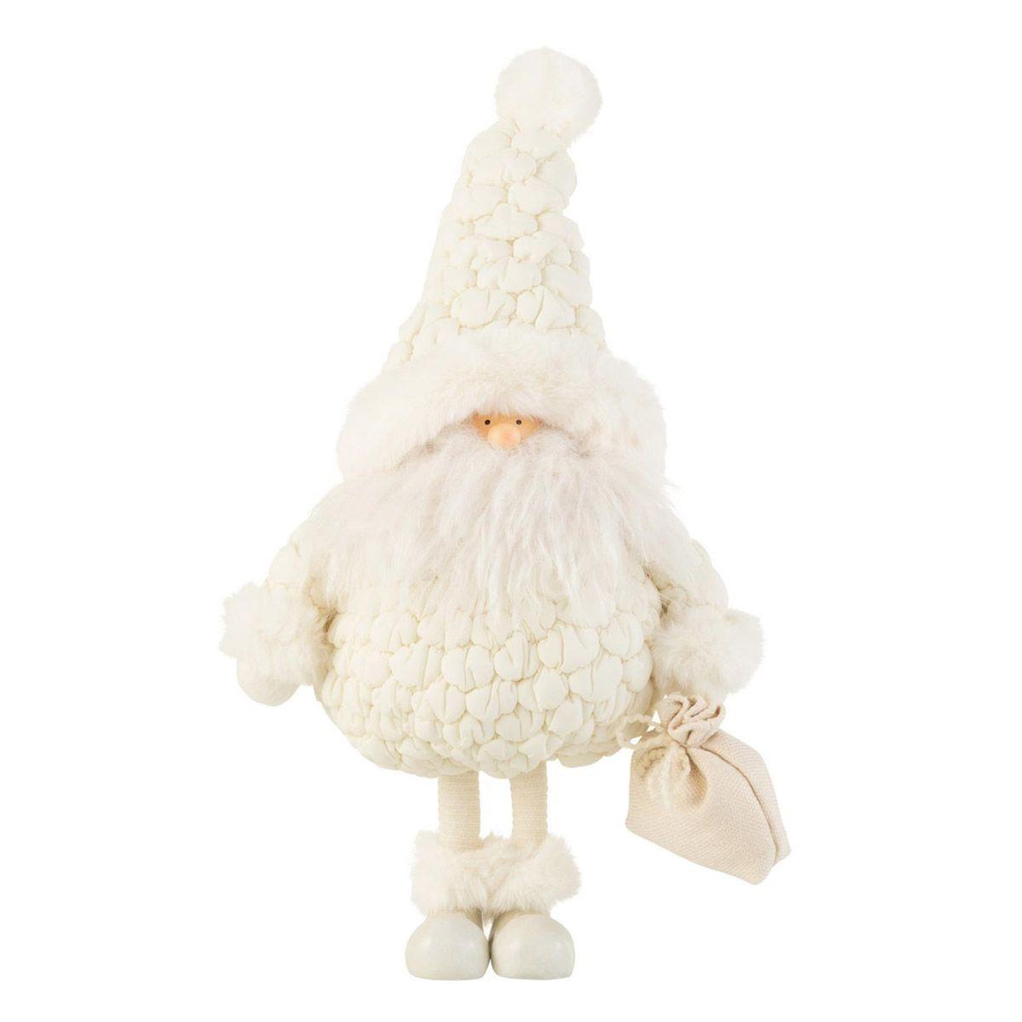J-LINE Statuette déco père noël  pochon  47cm blanc