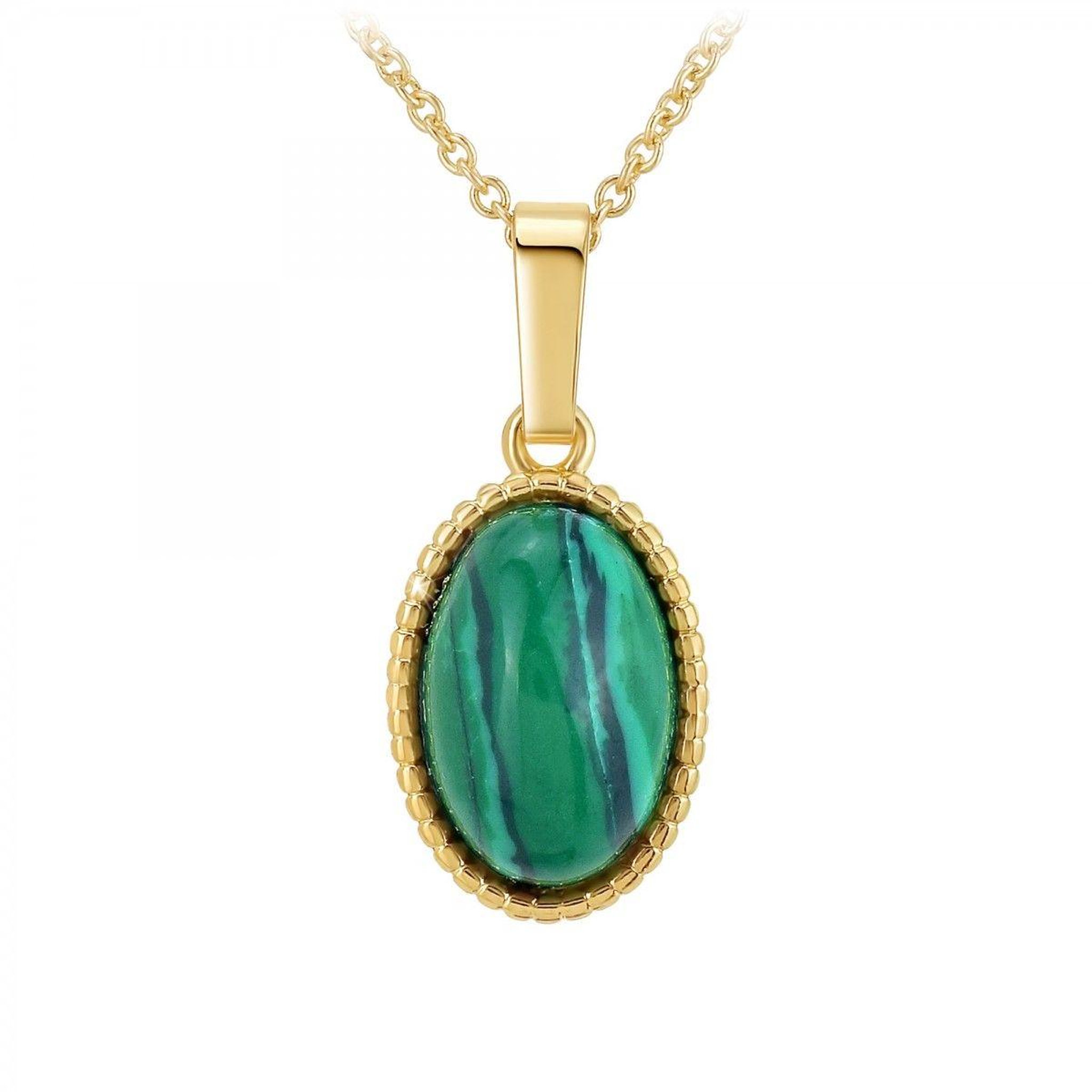 SC BOHEME Collier SC Bohème orné d'une malachite en Métal rhodié Finement doré