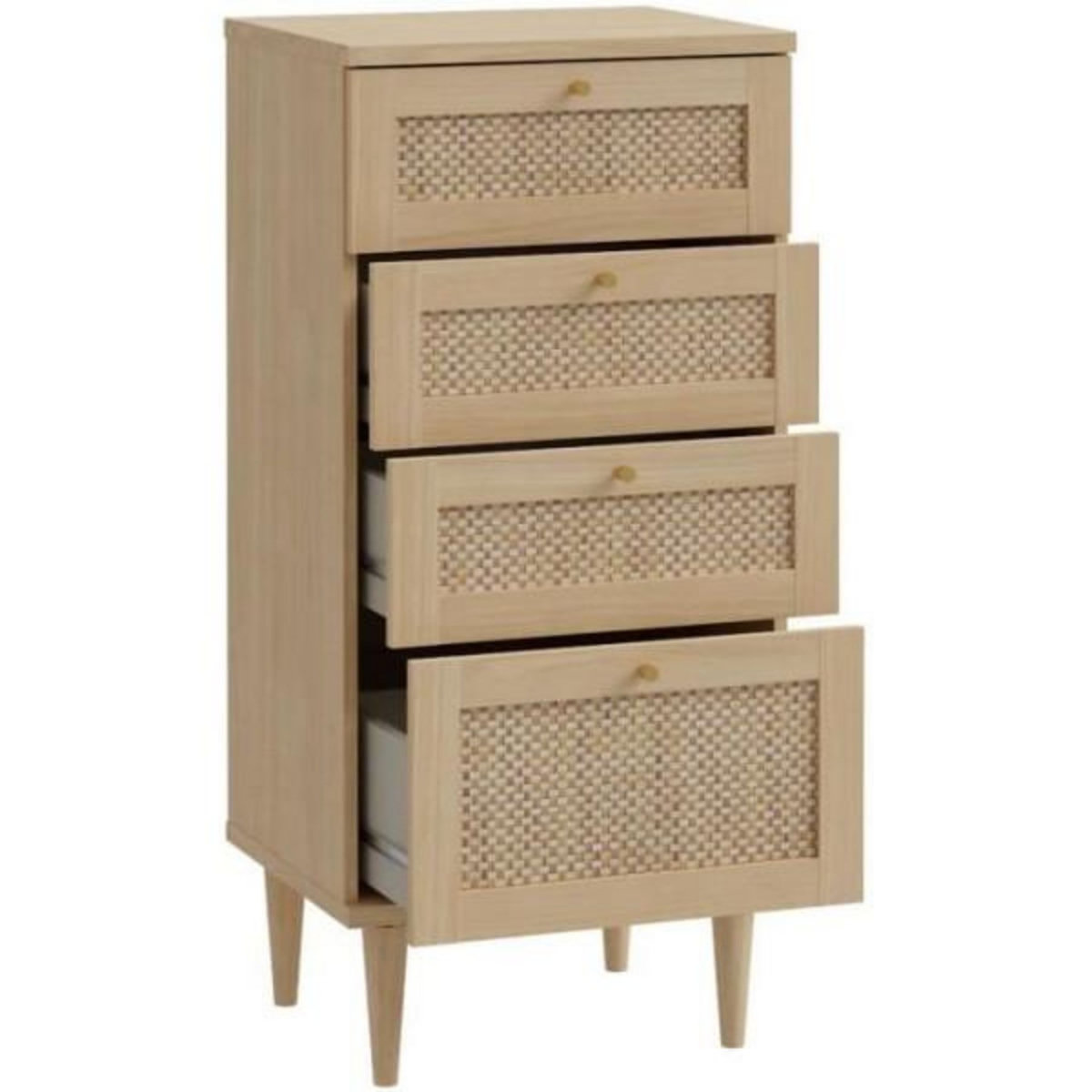 MARKET24 Commode - CALASETTEA - 4 tiroirs - Décor Chene - 50,4 x 41,4 x 108,8 cm