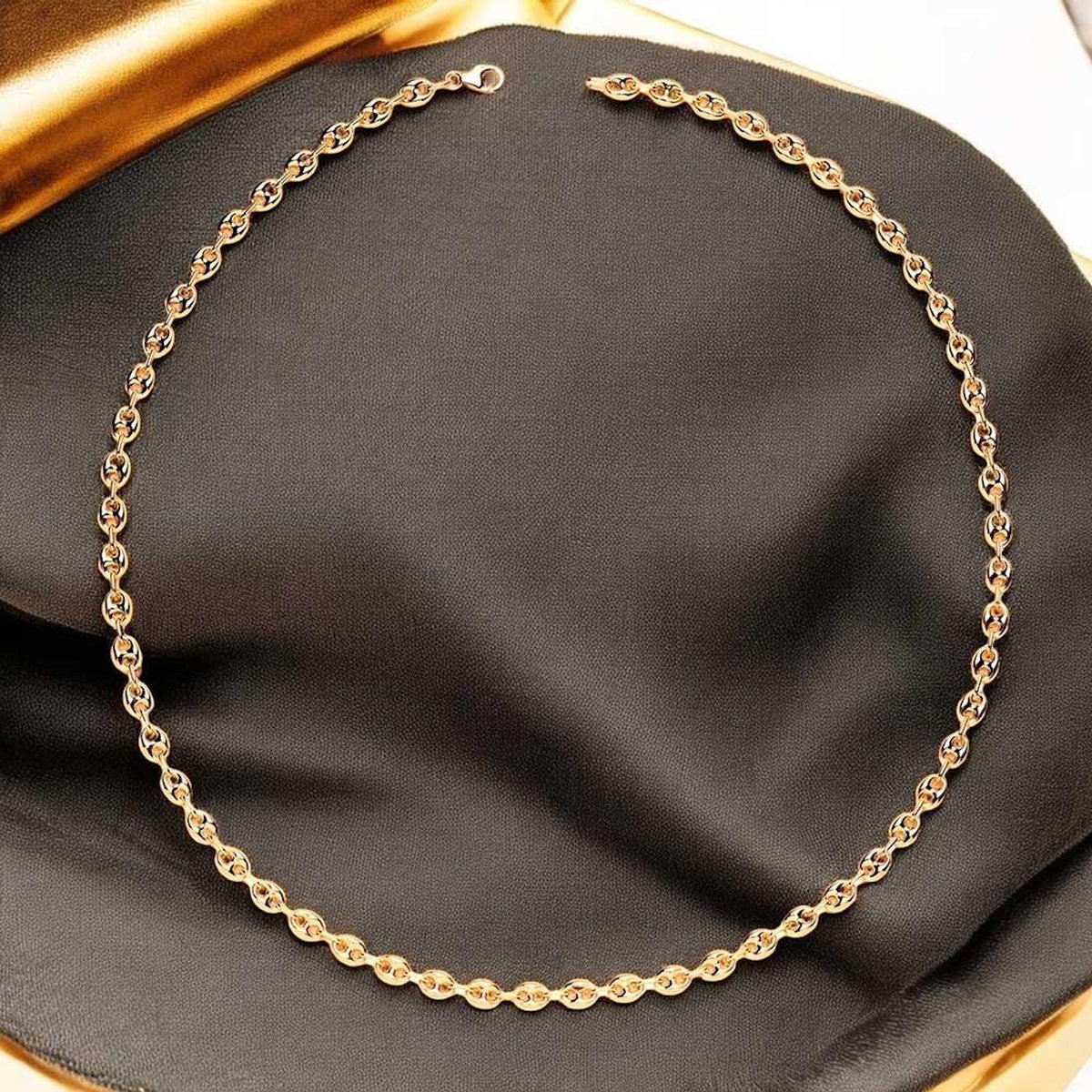 L'ATELIER D'AZUR Collier  Or Jaune Grain de Café - Homme ou Femme - 50cm