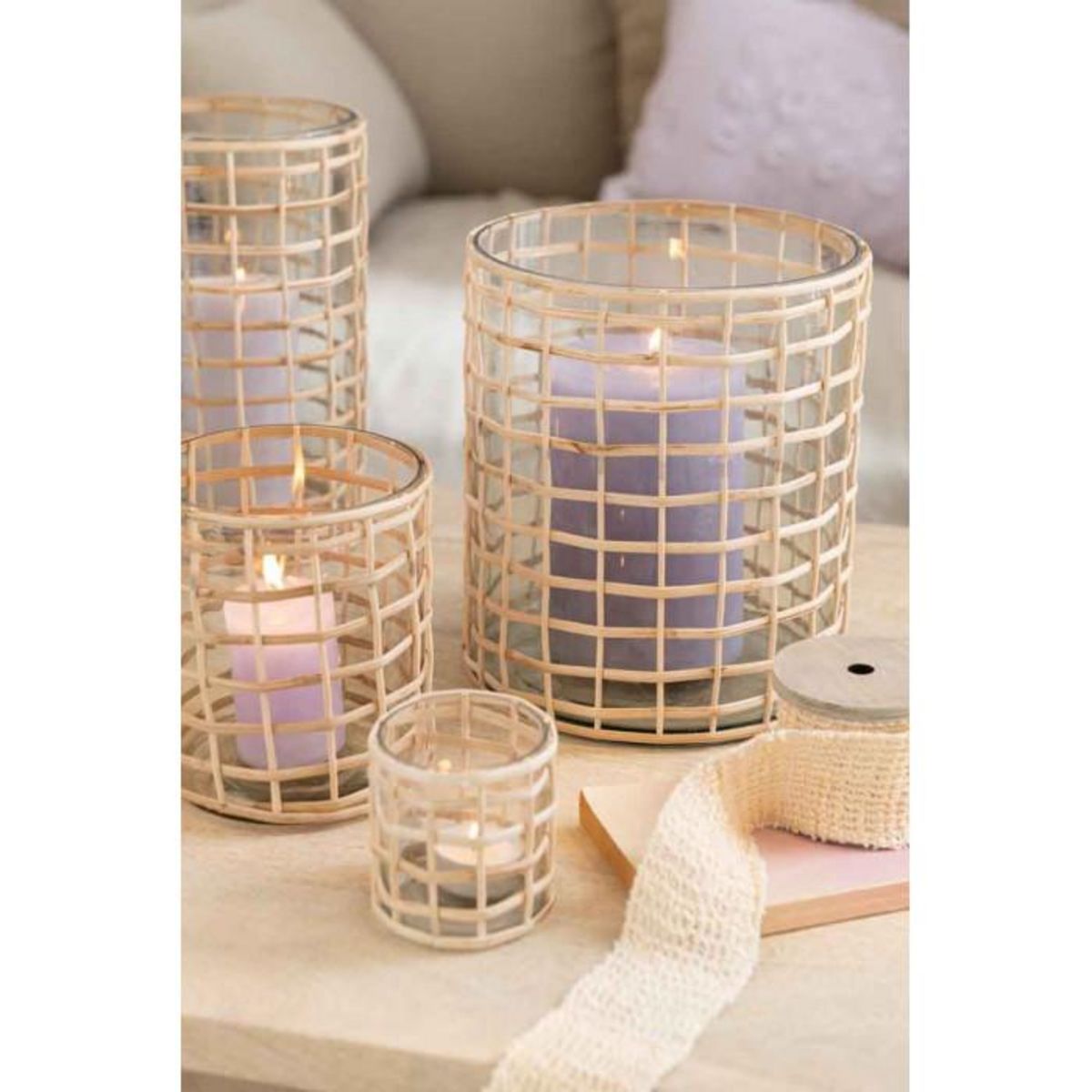 Paris Prix Photophore Design en Rotin  Lamina  25cm Naturel