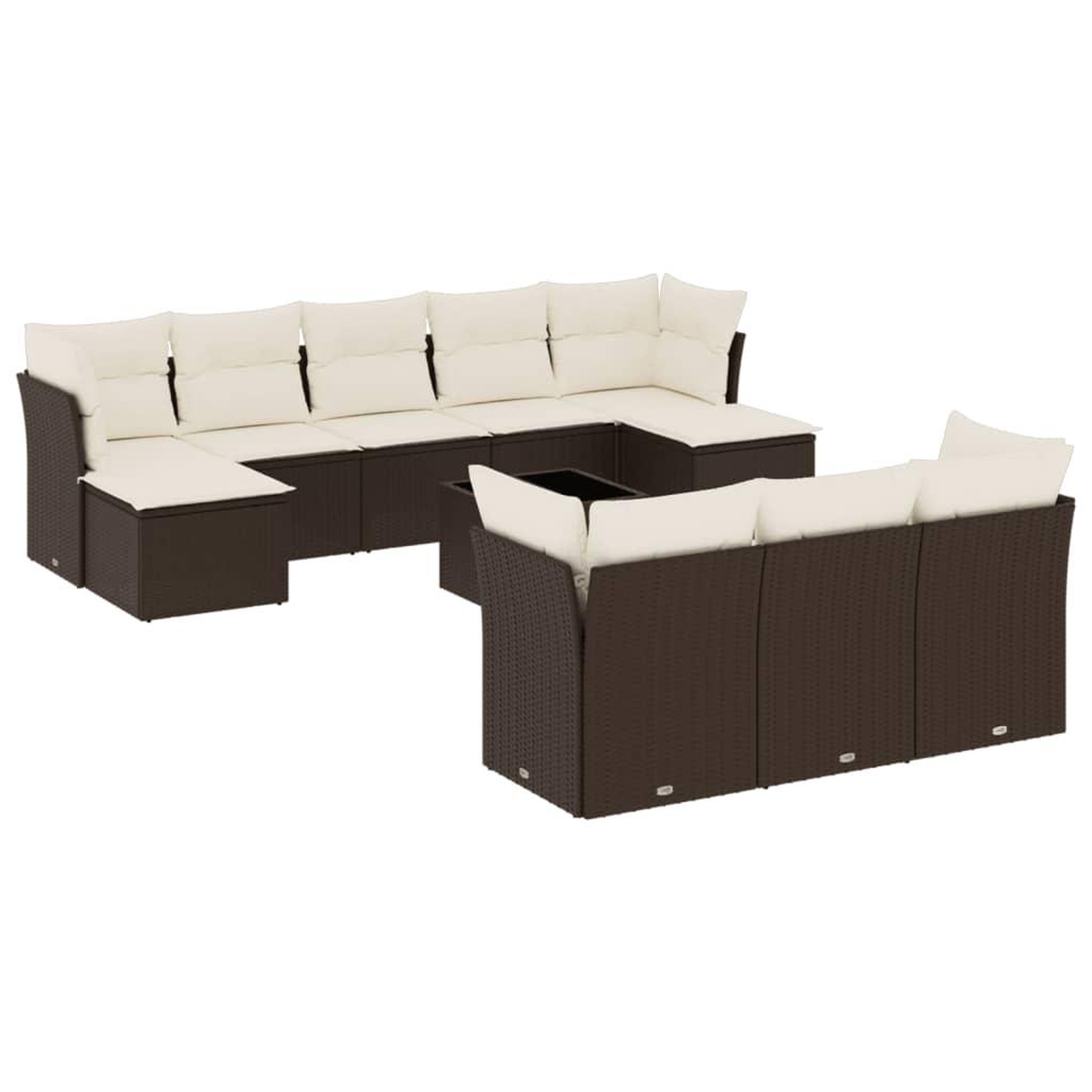 Voir la diapositive 2 : VIDAXL Salon de jardin et coussins 11 pcs marron resine tressee