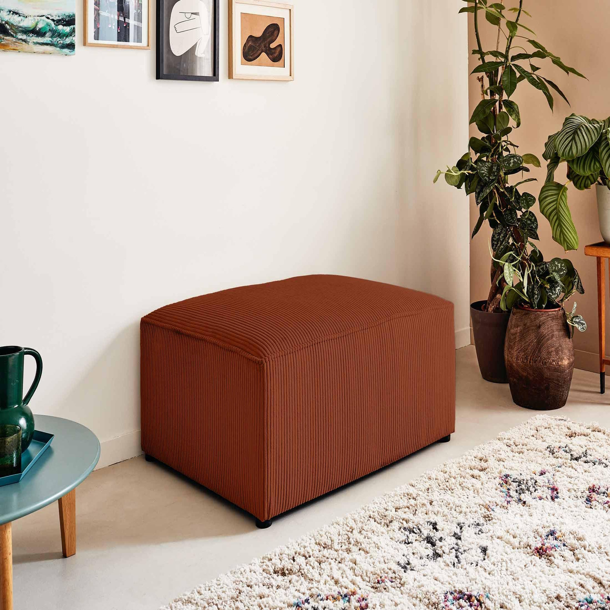 Voir la diapositive 2 : BEST MOBILIER Topaze - pouf - en velours côtelé