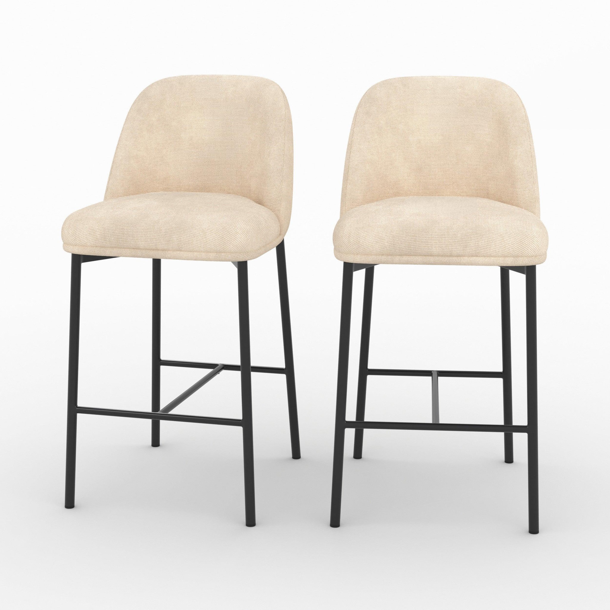 MAISON PAVANE Lot de 2 chaises pour îlot central 67 cm en tissu beige-noah