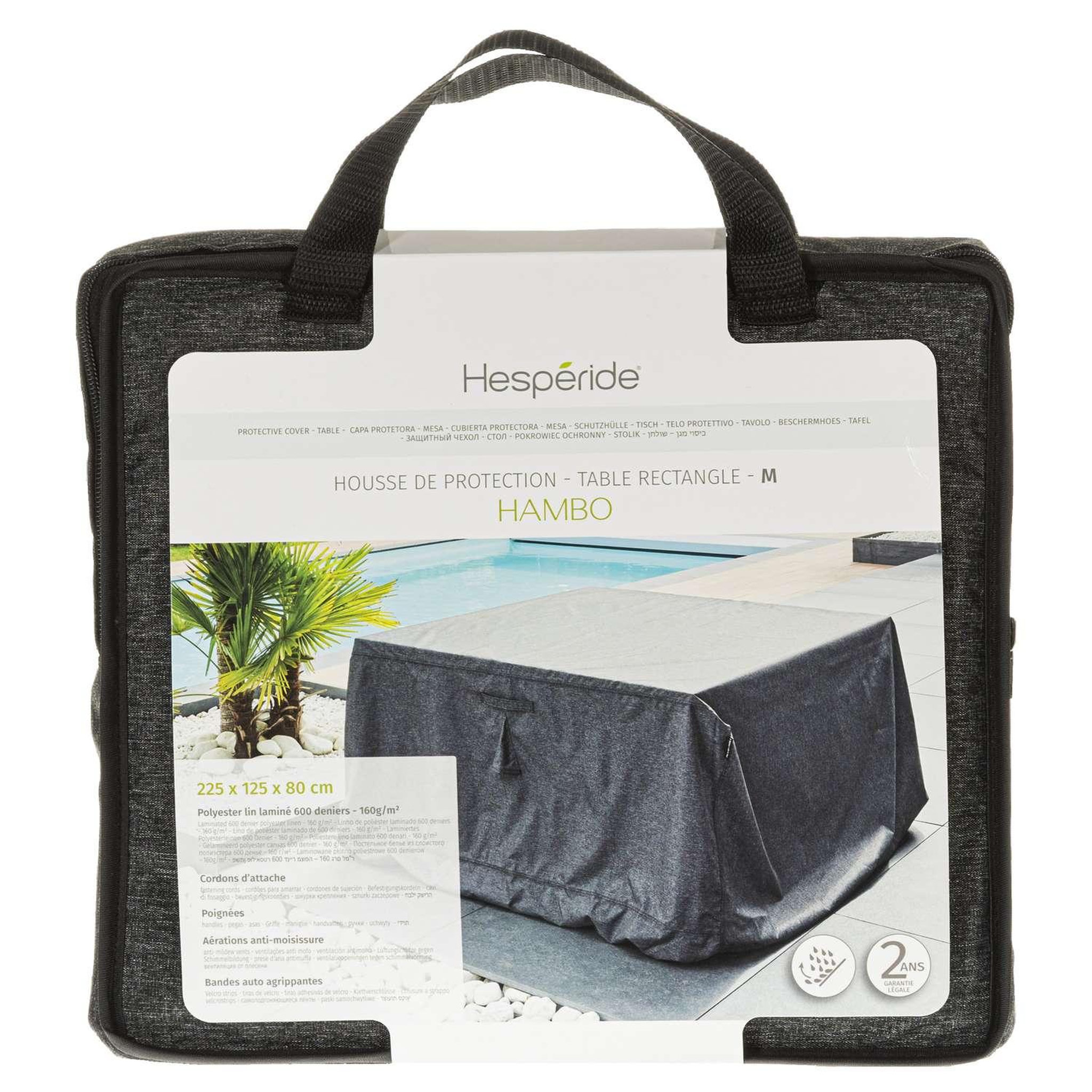 Voir la diapositive 2 : HESPERIDE Housse de table rectangulaire m - 225 x 125 x 80 cm - gris foncé