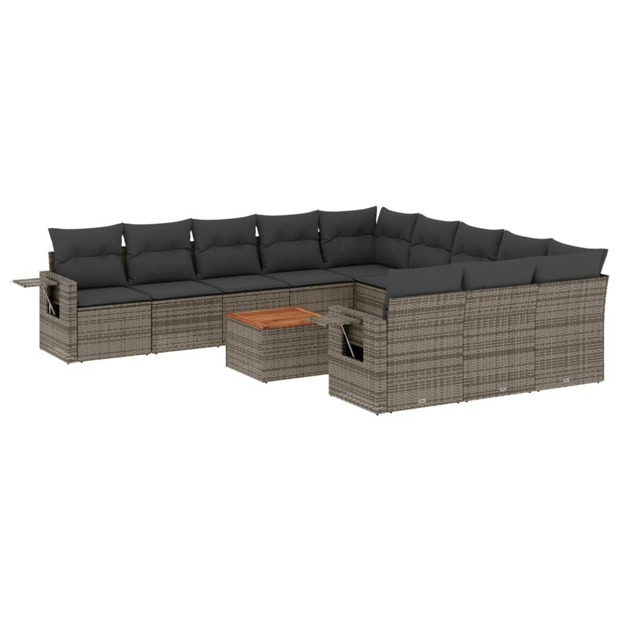 Voir la diapositive 2 : VIDAXL Salon de jardin avec coussins 12 pcs gris resine tressee