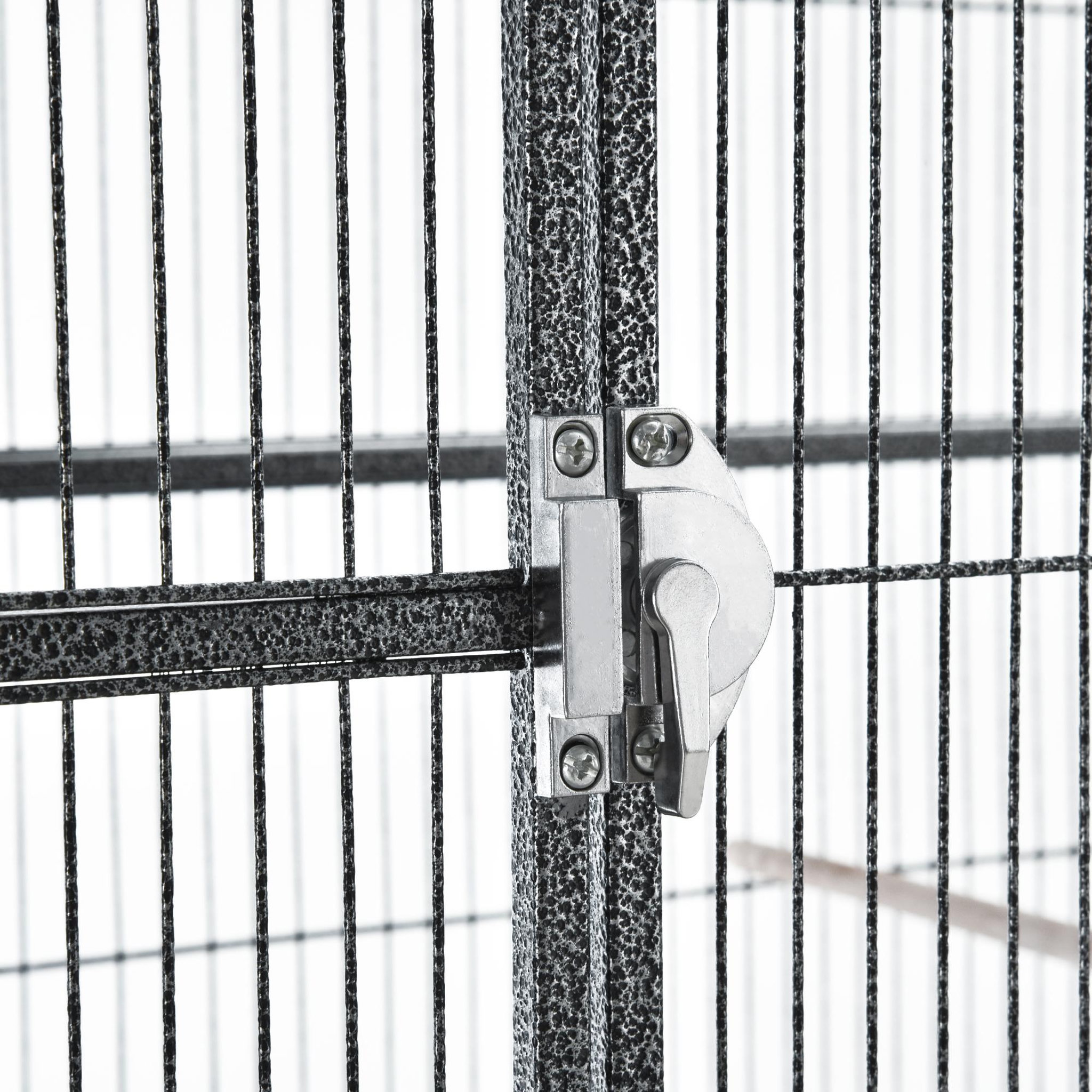 Voir la diapositive 6 : PAWHUT PawHut Cage à Oiseaux Portable avec 4 Mangeoires et 4 Perchoirs Pratique 81 x 48 x 163 cm Noir et Gris