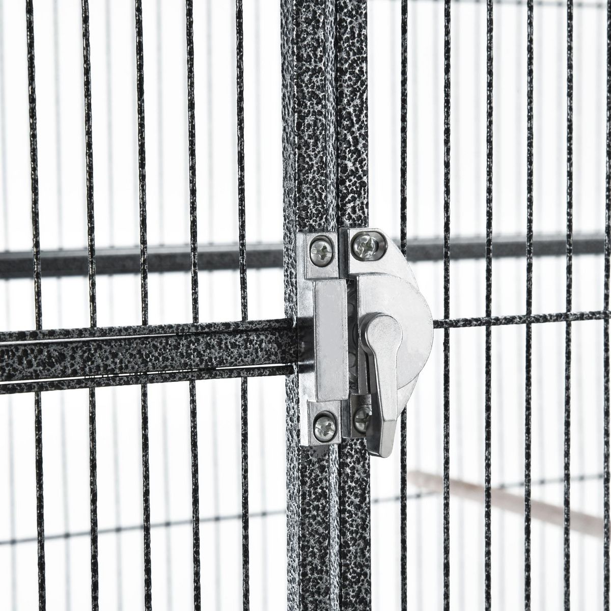 PAWHUT PawHut Cage à Oiseaux Portable avec 4 Mangeoires et 4 Perchoirs Pratique 81 x 48 x 163 cm Noir et Gris