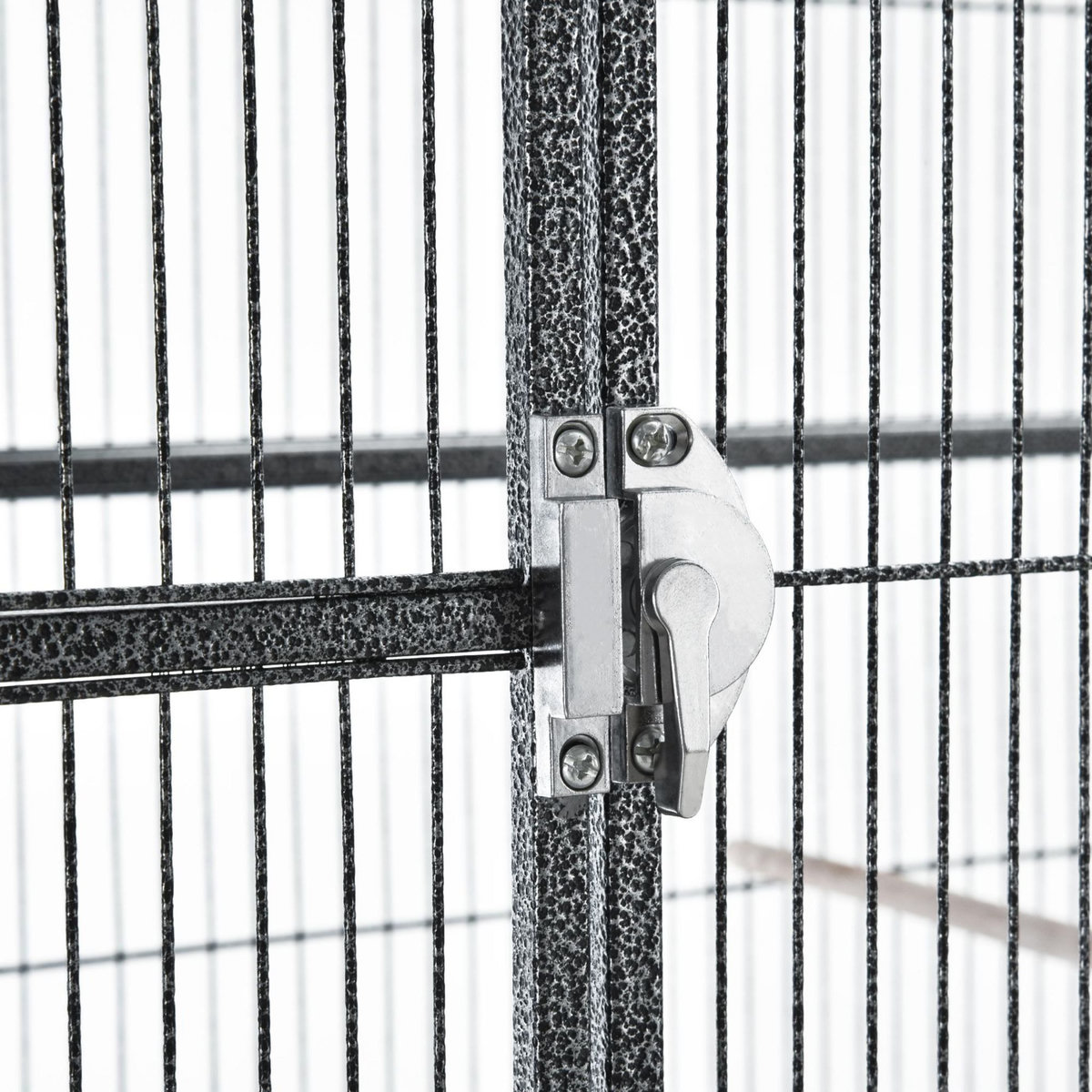 PAWHUT PawHut Cage à Oiseaux Portable avec 4 Mangeoires et 4 Perchoirs Pratique 81 x 48 x 163 cm Noir et Gris