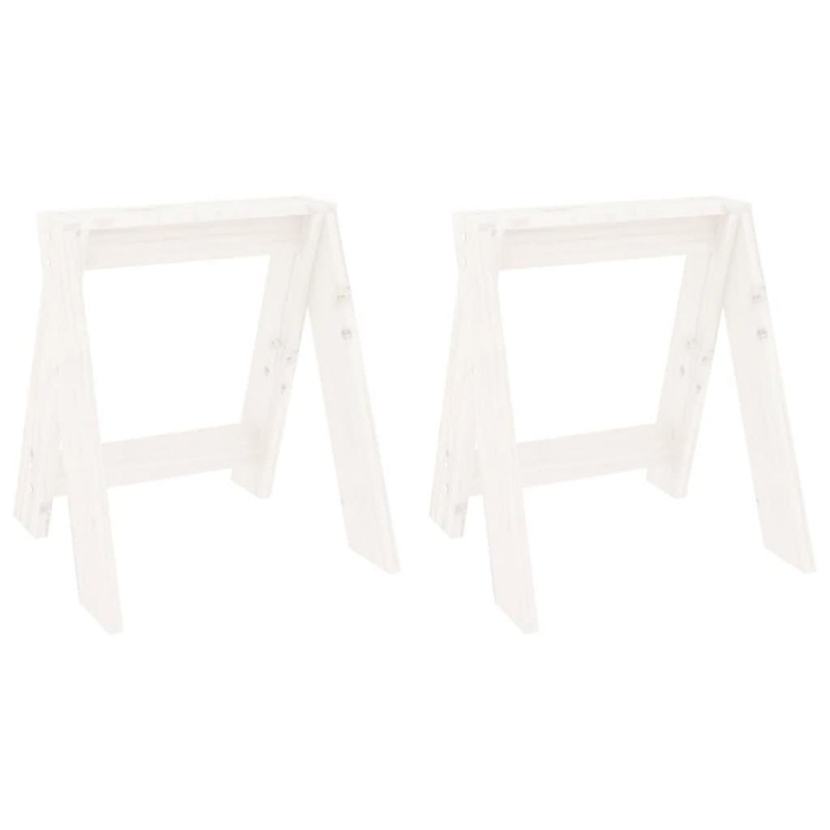 VIDAXL Tabourets lot de 2 blanc 40x40x45 cm bois massif de pin