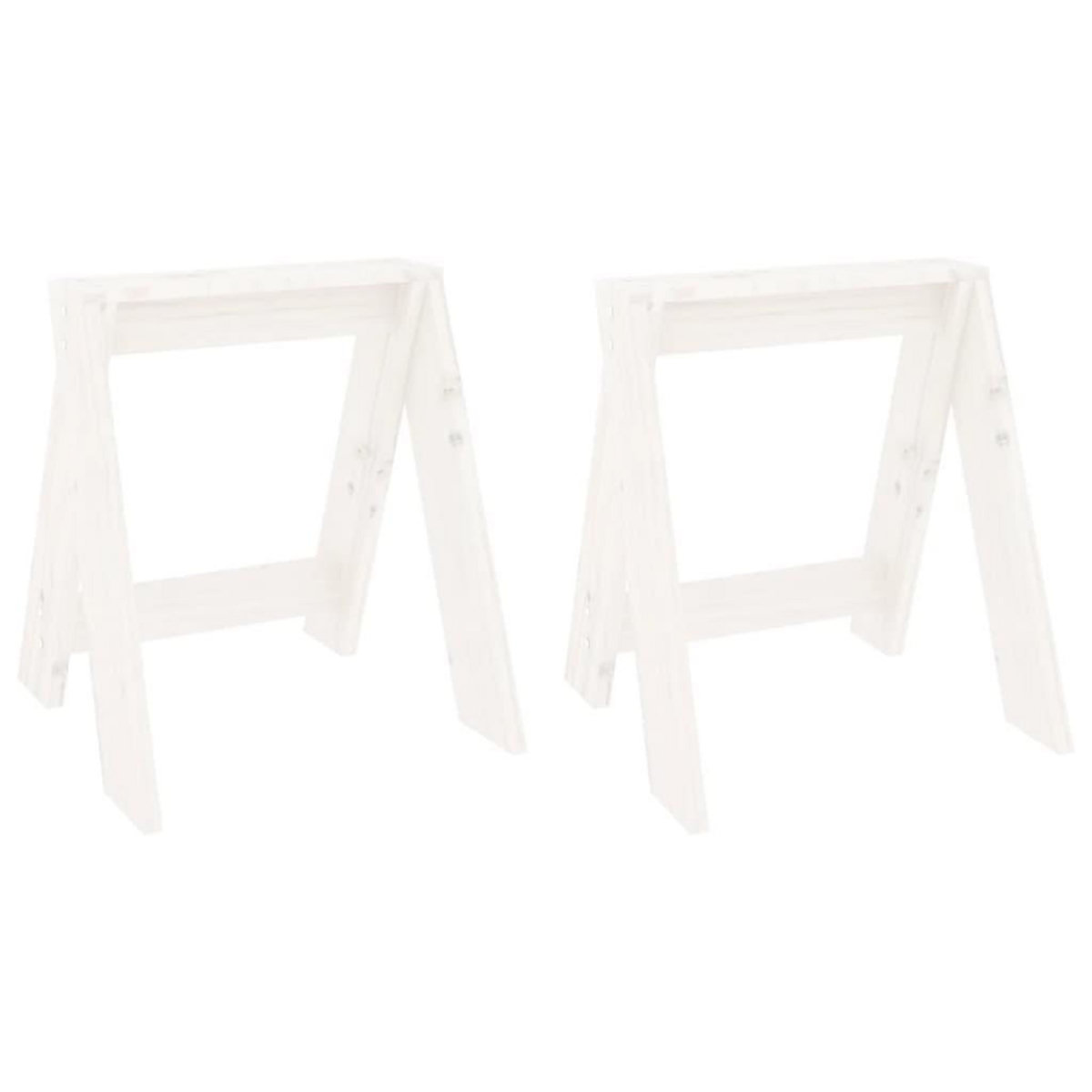 VIDAXL Tabourets lot de 2 blanc 40x40x45 cm bois massif de pin