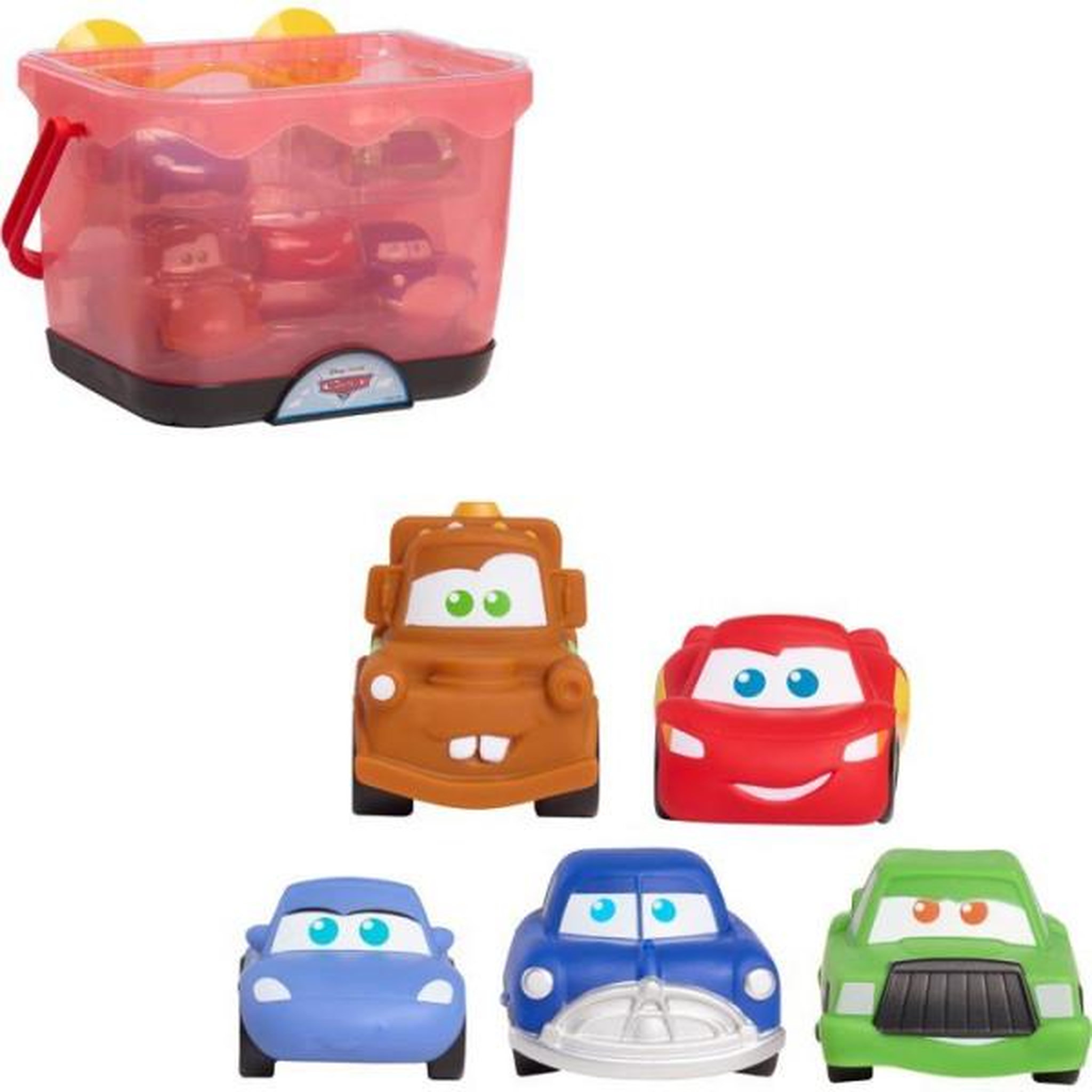 Voir la diapositive 6 : DISNEY Jouets de bain - DISNEY Cars - Set de 5 figurines - Panier de rangement - 12 cm