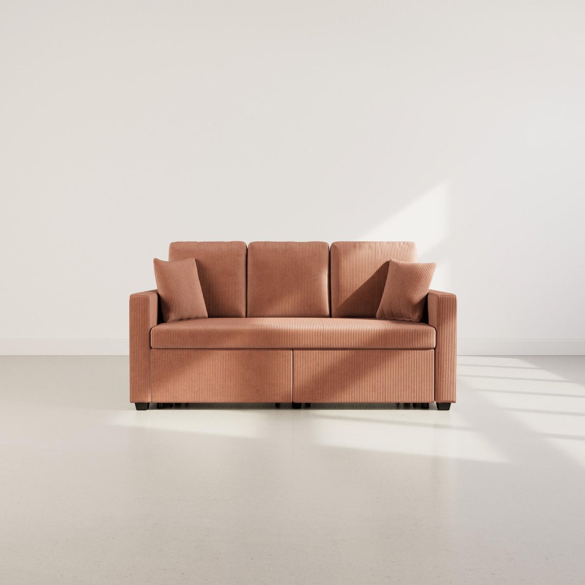 BEST MOBILIER Cyrus - canapé droit 3 places convertible en velours côtelé