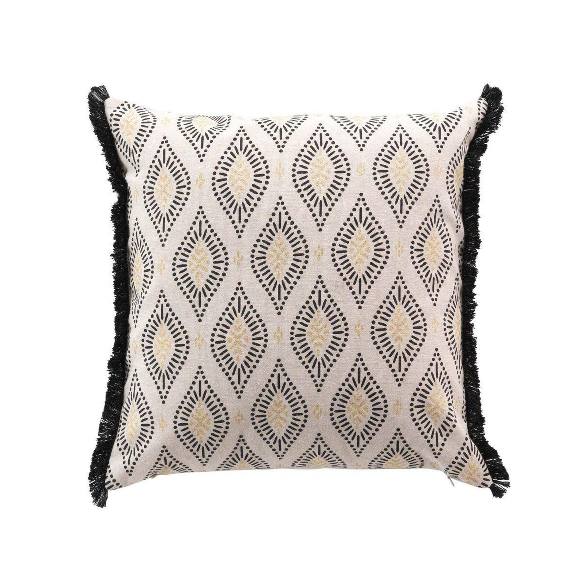 Douceur d'Intérieur Coussin déco à franges  oricia  45x45cm beige & noir