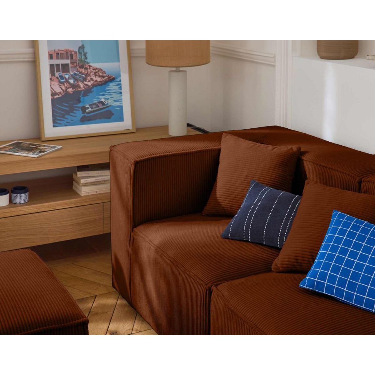 LISA DESIGN Arty - canapé modulable 3 places - en velours côtelé