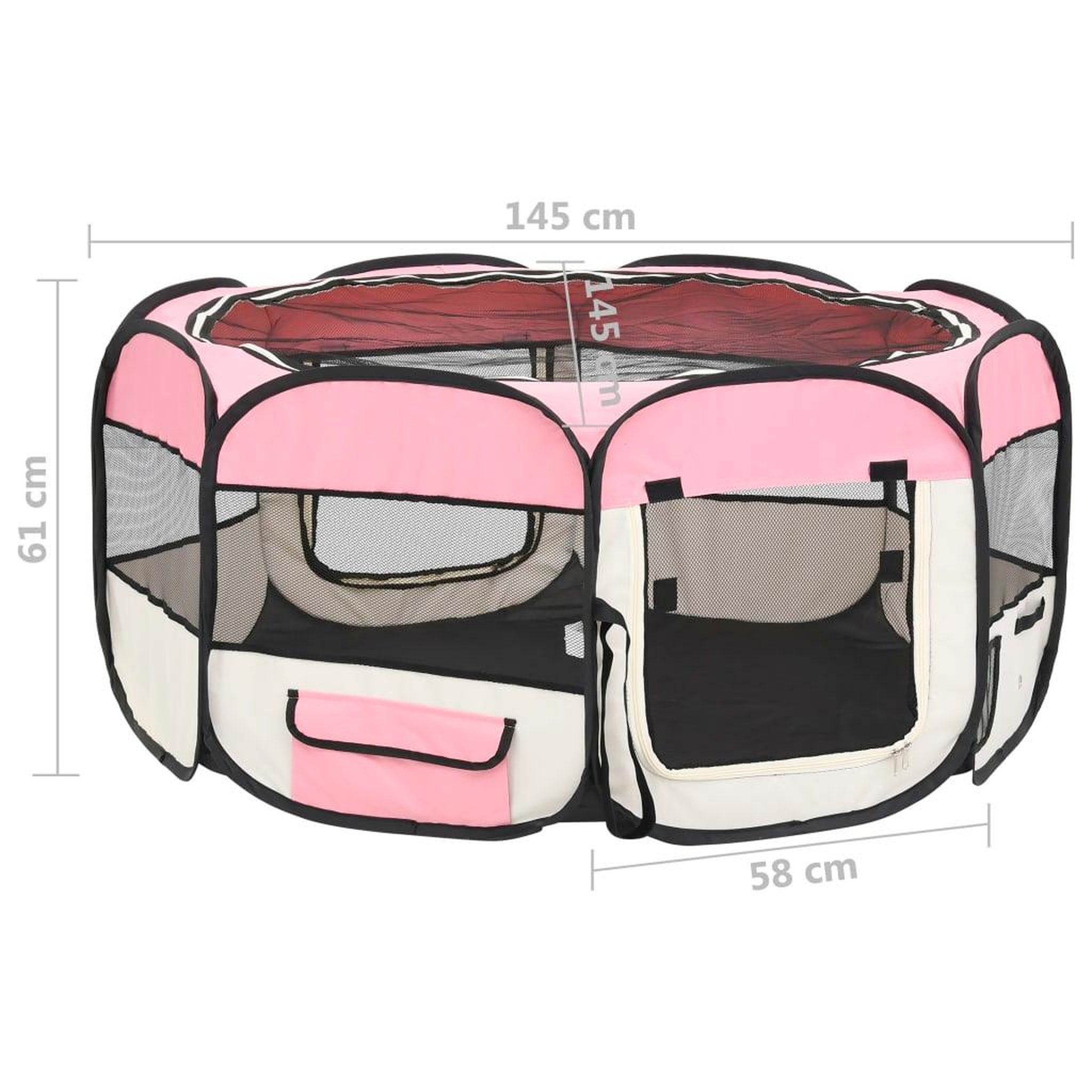 Voir la diapositive 6 : VIDAXL Parc pliable pour chien avec sac de transport Rose 145x145x61cm