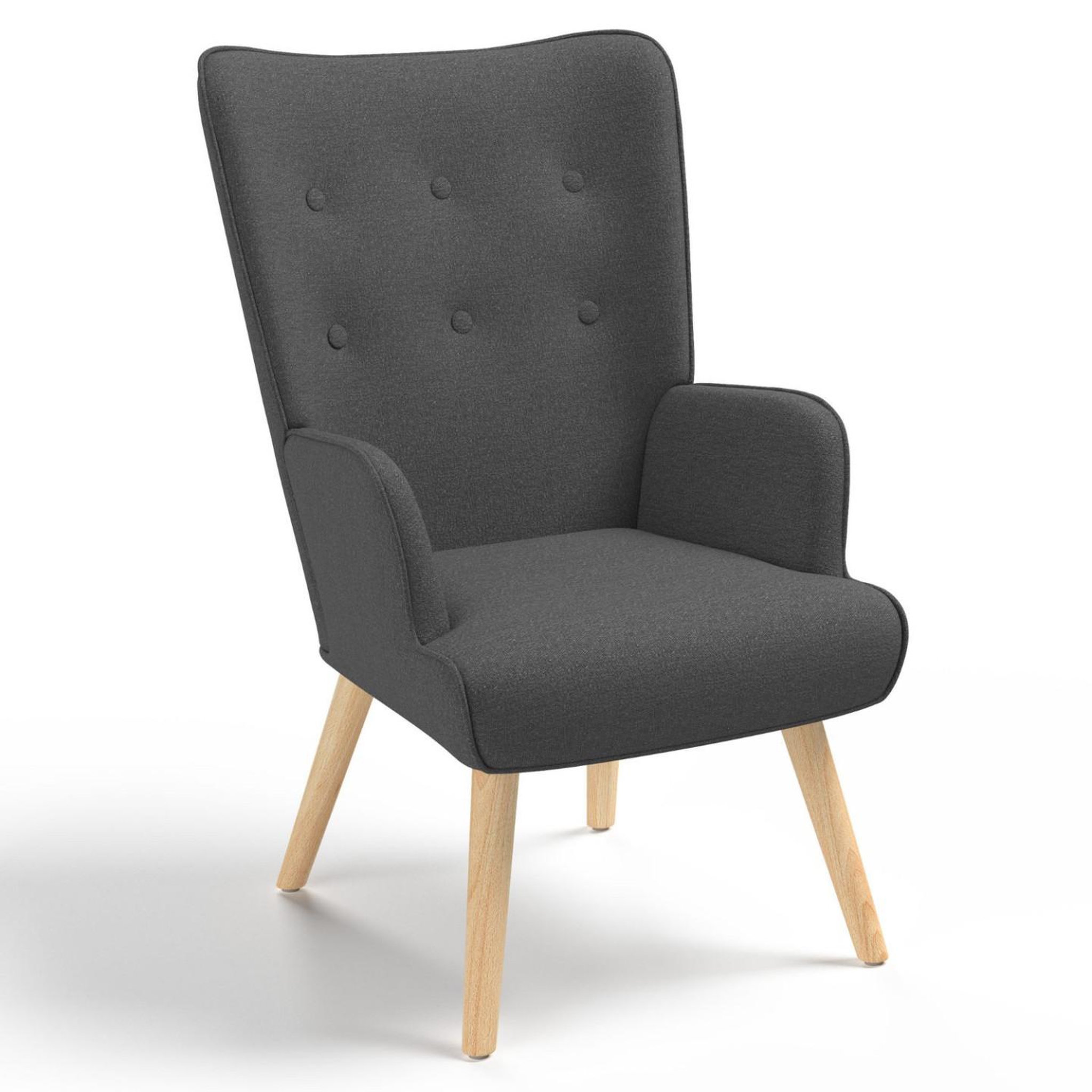 Voir la diapositive 2 : ID MARKET Fauteuil scandinave ivar en tissu gris anthracite