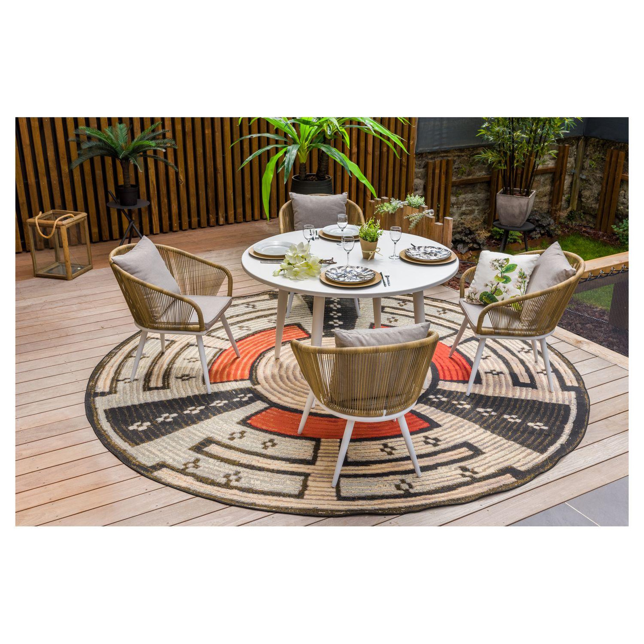JARDILINE Salon de jardin - 4 places - Aluminium - Blanc - CAPRI