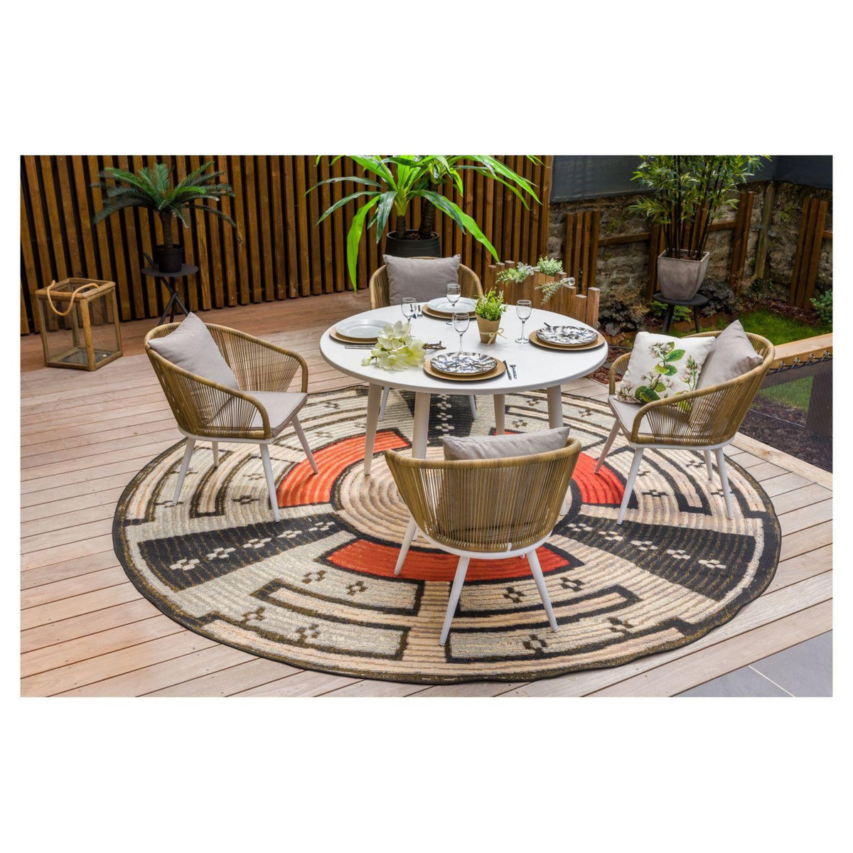 JARDILINE Salon de jardin - 4 places - Aluminium - Blanc - CAPRI