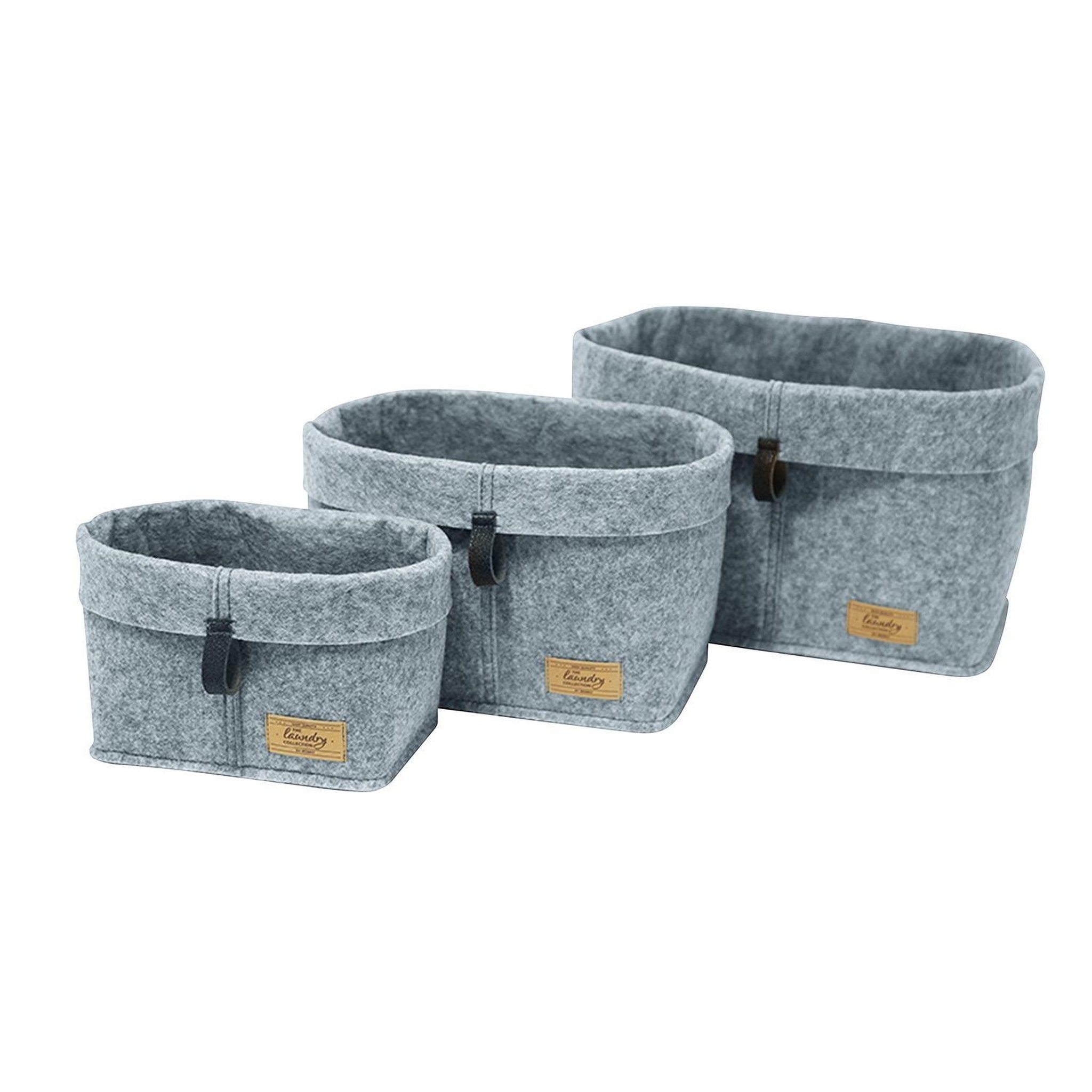 Voir la diapositive 1 : Wenko Lot de 3 Corbeilles feutre Feli - Gris