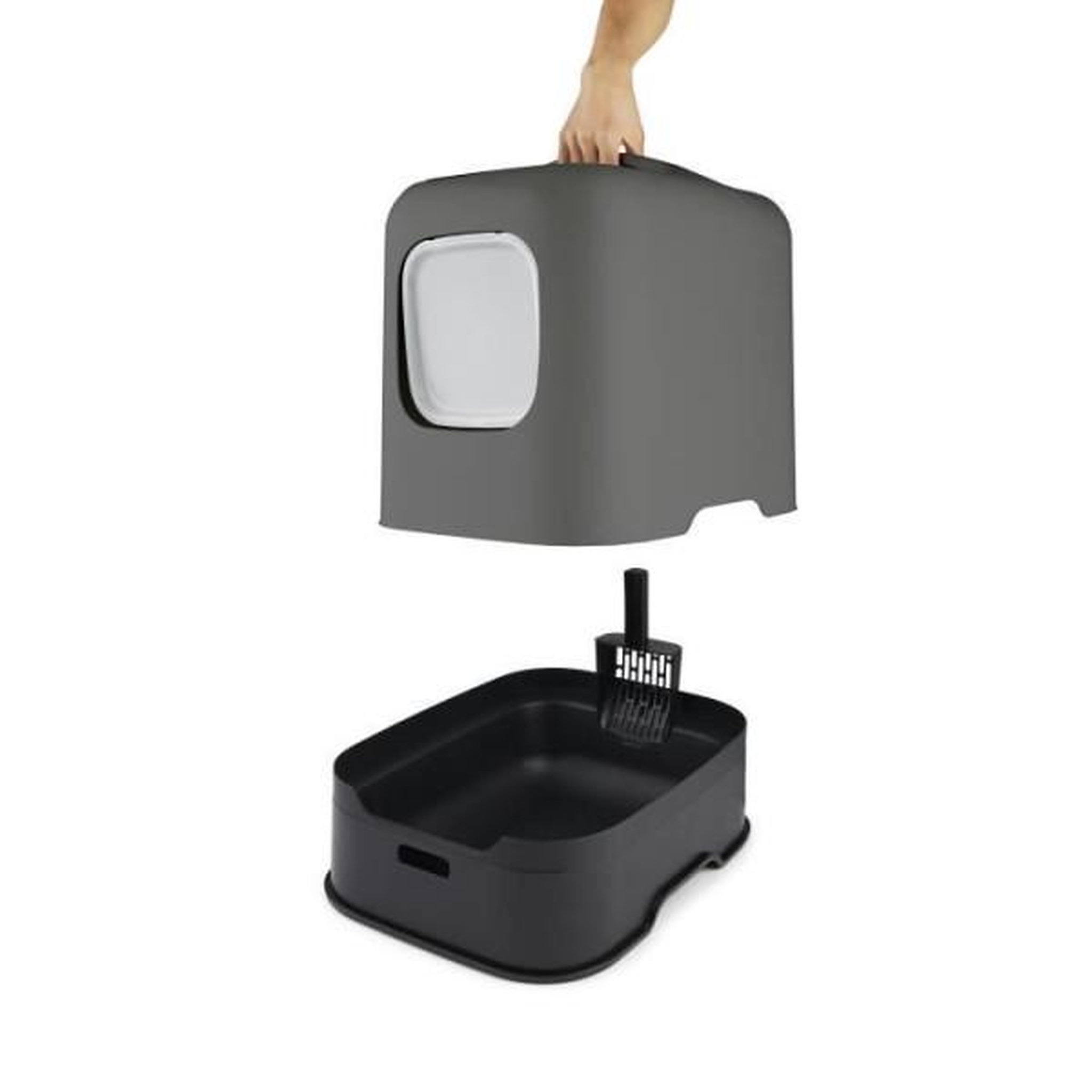 Voir la diapositive 2 : ROTHO Rotho - maison toilette pour chat 50 x 38x 40 cm - bac a litiere - anthracite