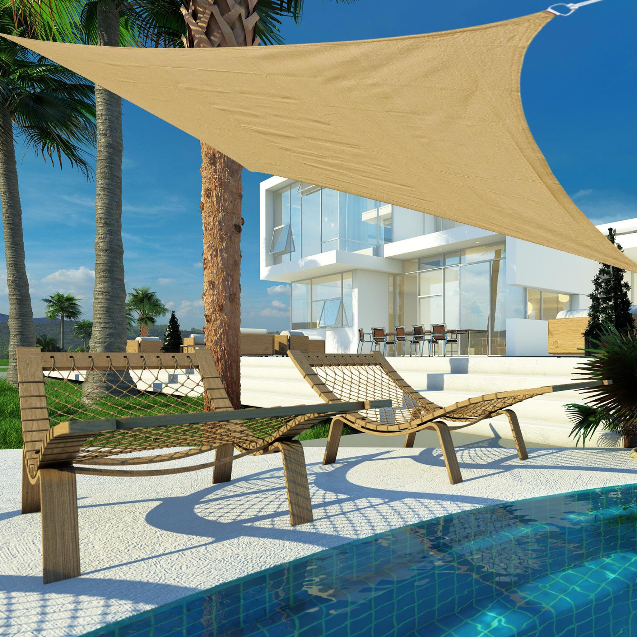 Voir la diapositive 2 : HOMCOM Voile d'ombrage rectangulaire 4x6m toile solaire taud de soleil sable