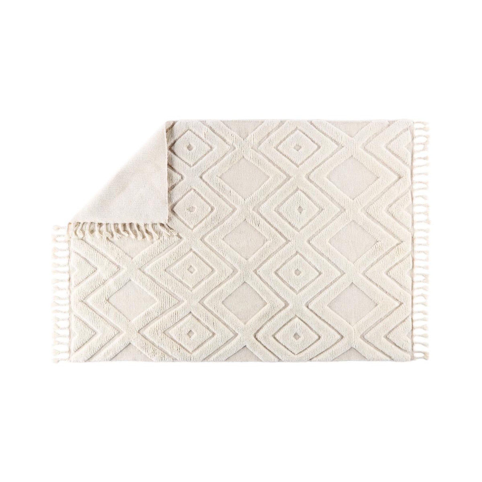 Voir la diapositive 2 : Paris Prix Tapis déco en laine  dahlia  200x300cm blanc