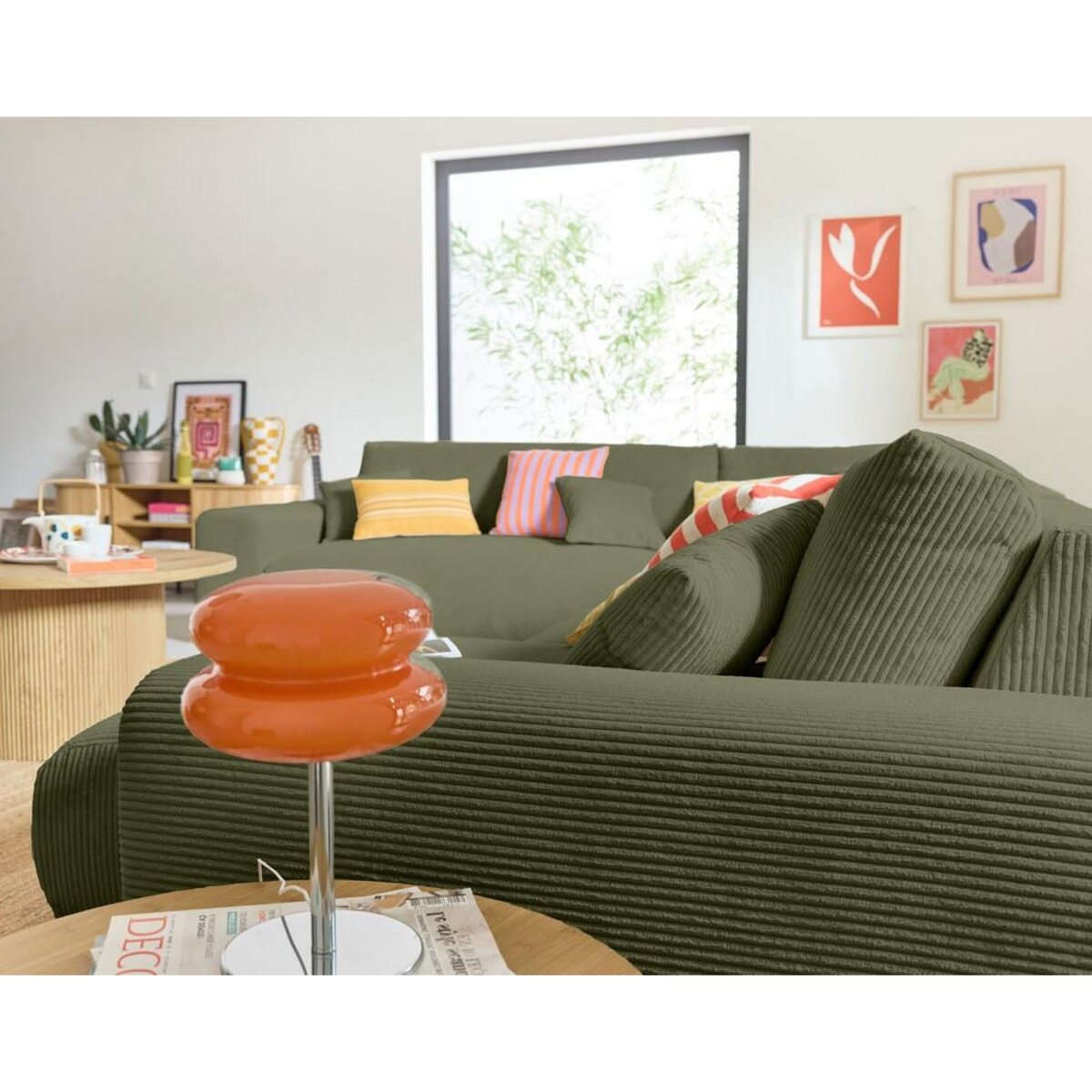 LISA DESIGN Garance - canapé modulable d'angle gauche - 8 places - en velours côtelé