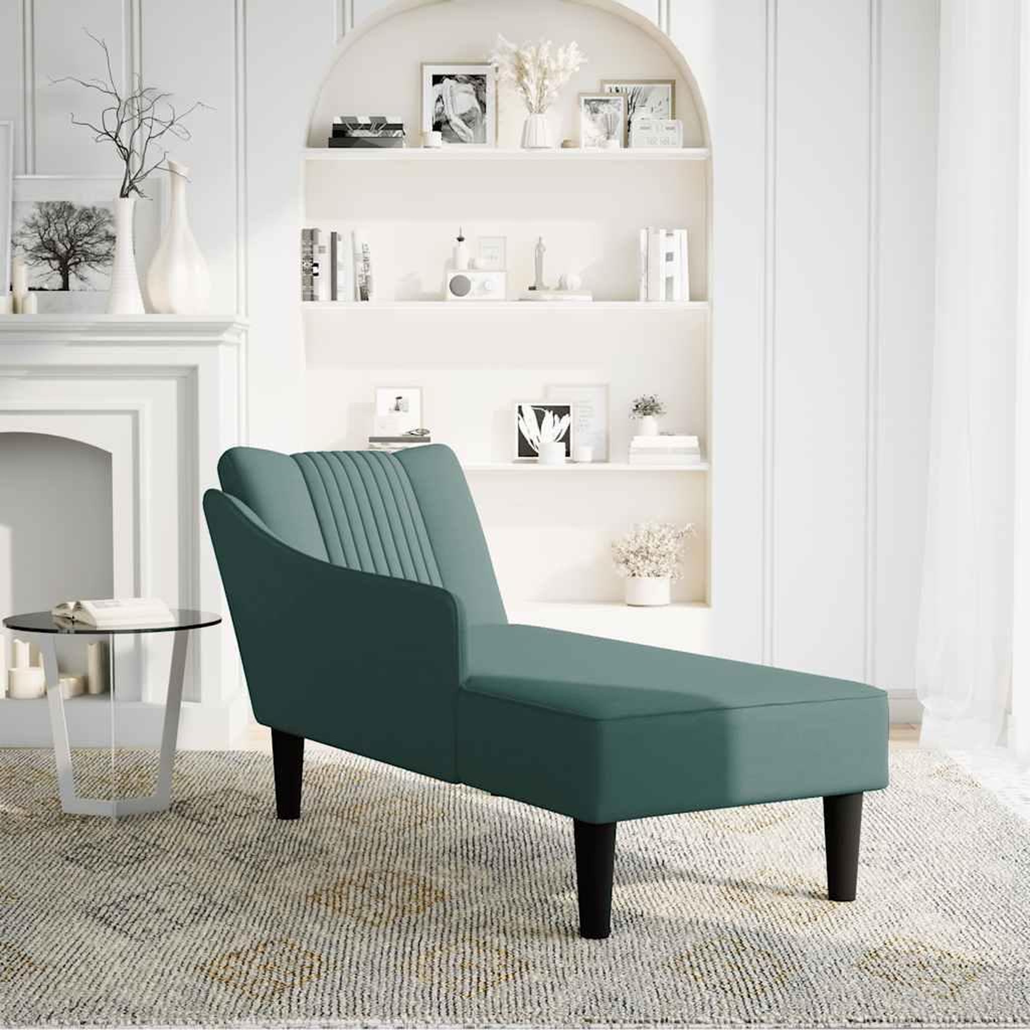 Voir la diapositive 2 : VIDAXL Fauteuil long avec accoudoir droit vert fonce velours