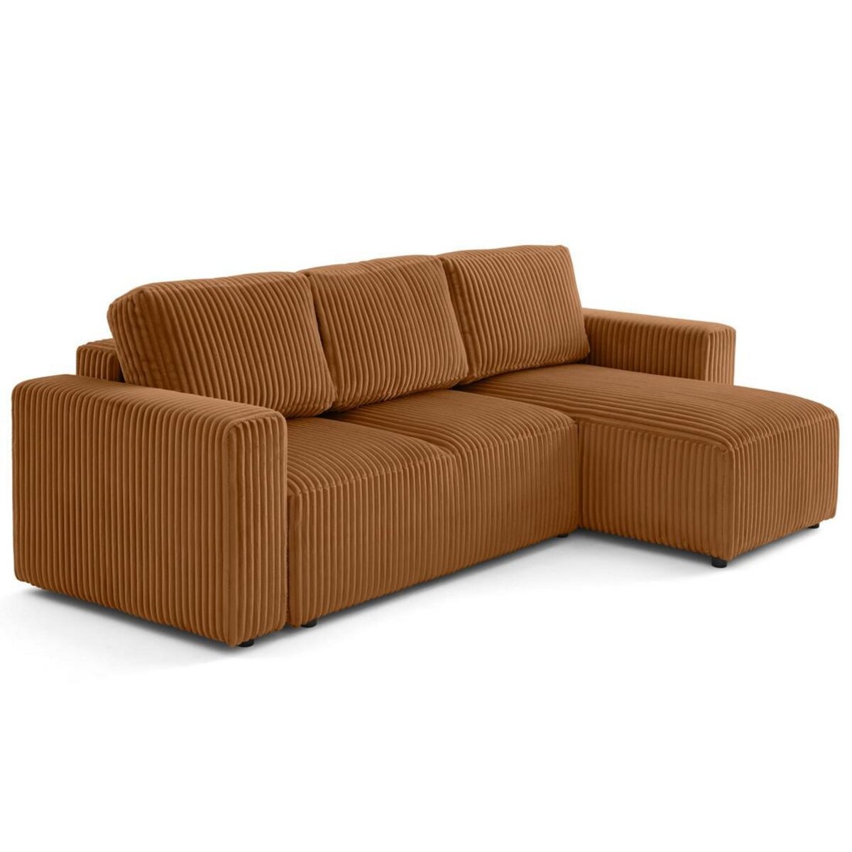 LISA DESIGN Livy - canapé d'angle réversible 4 places convertible avec coffre en velours côtelé grosses côtes