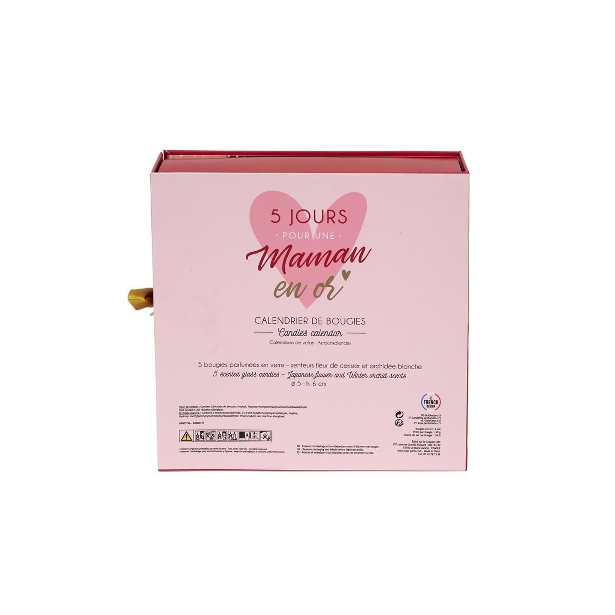 Voir la diapositive 4 : The Home Deco Factory Calendrier 5 Bougies Parfumées  Maman  6cm Rose