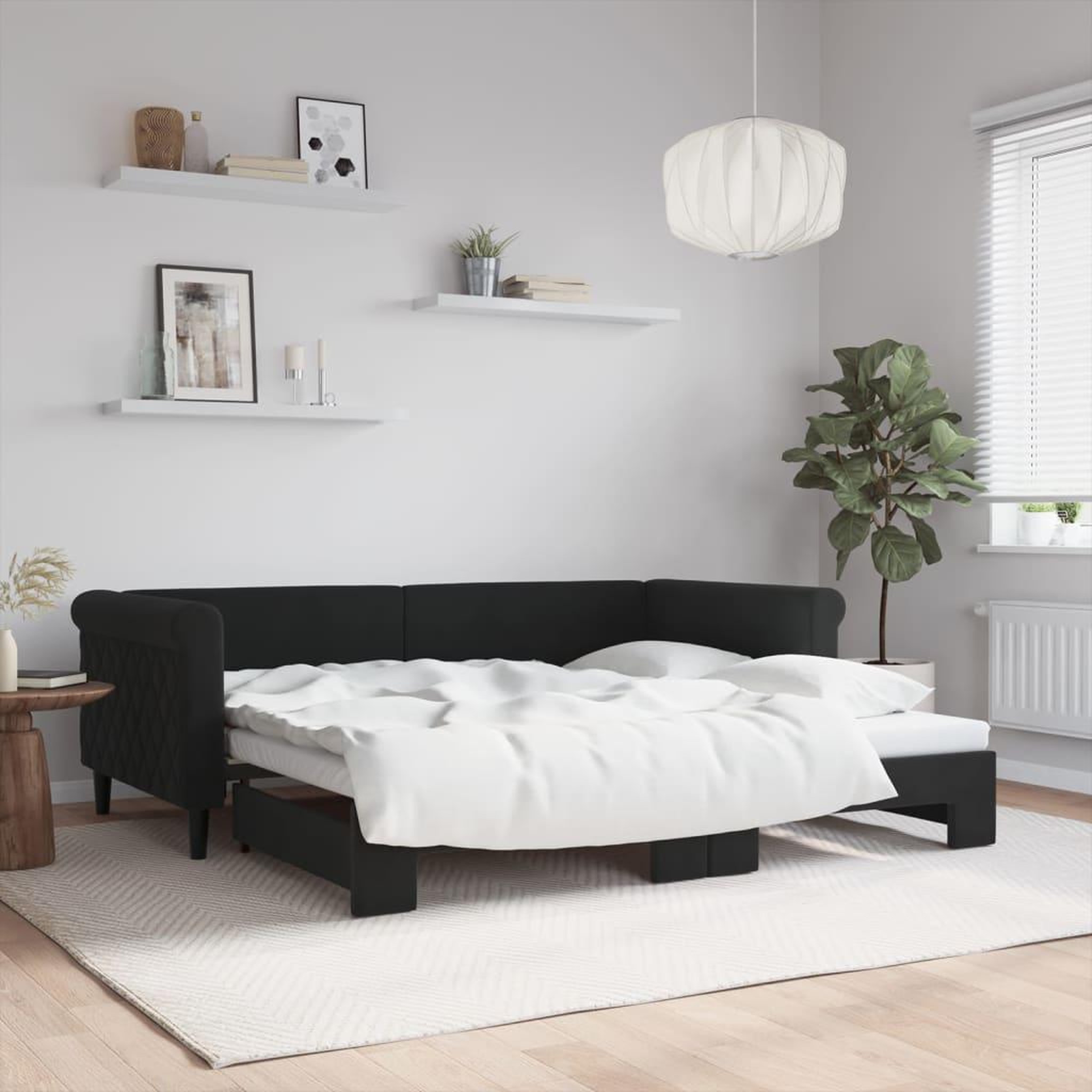VIDAXL Lit de jour avec lit gigogne noir 90x190 cm velours
