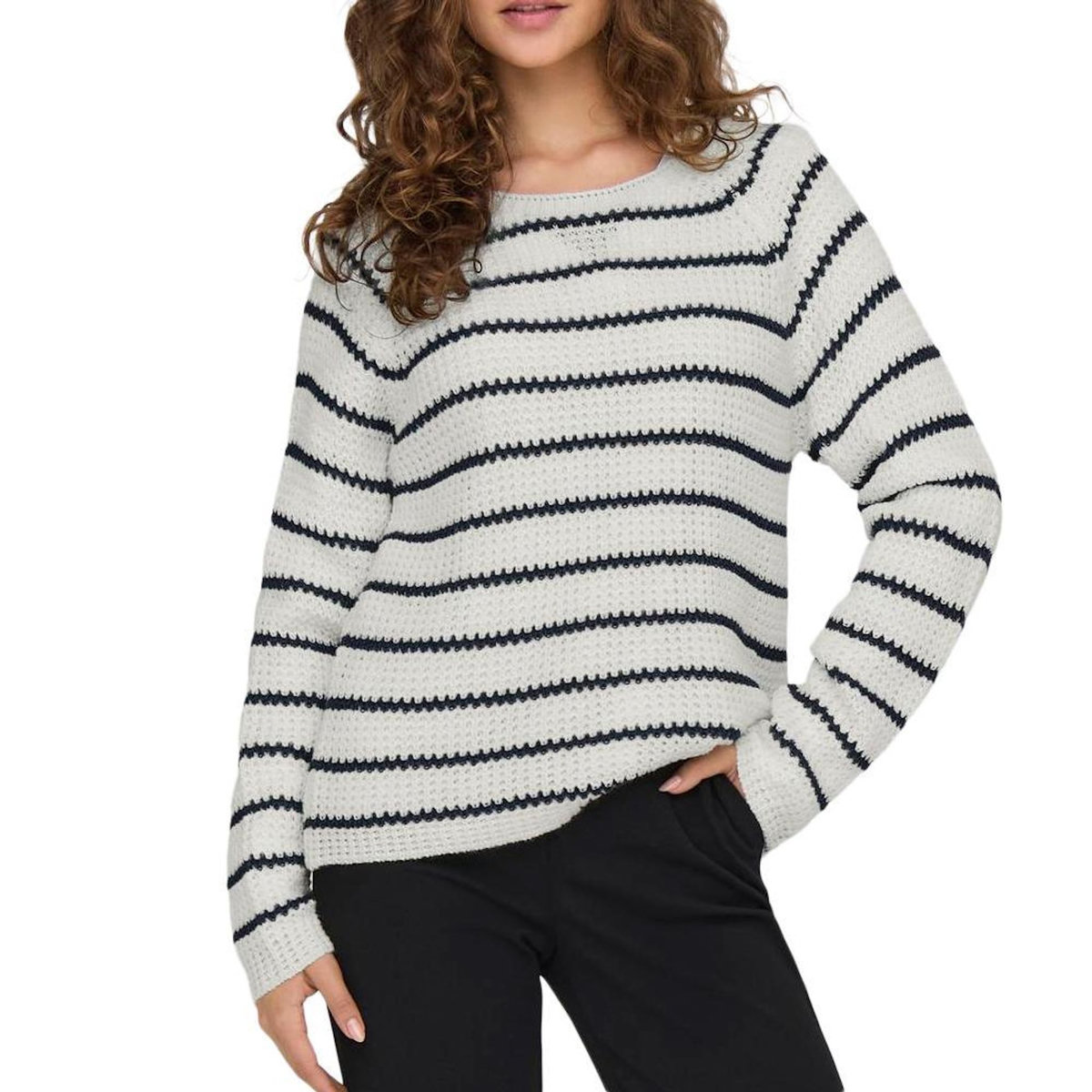 JACQUELINE DE YONG Pull Blanc/Noir Femme JDY Ellen