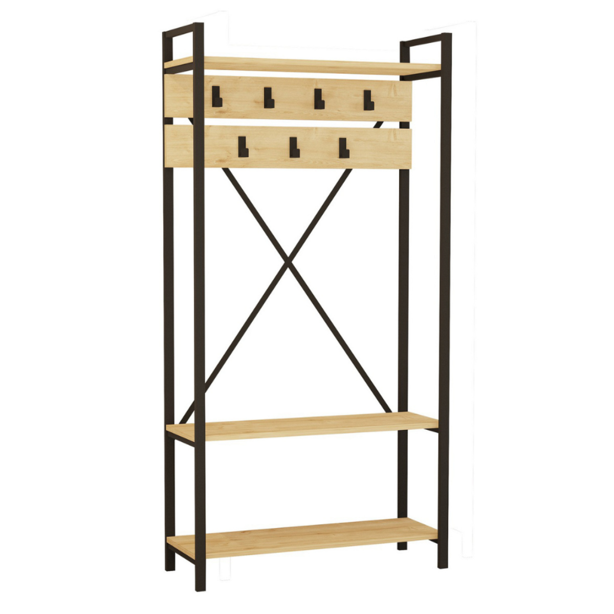 CONCEPT USINE Meuble d'entrée style industriel avec étagères et porte-manteaux LUBIN