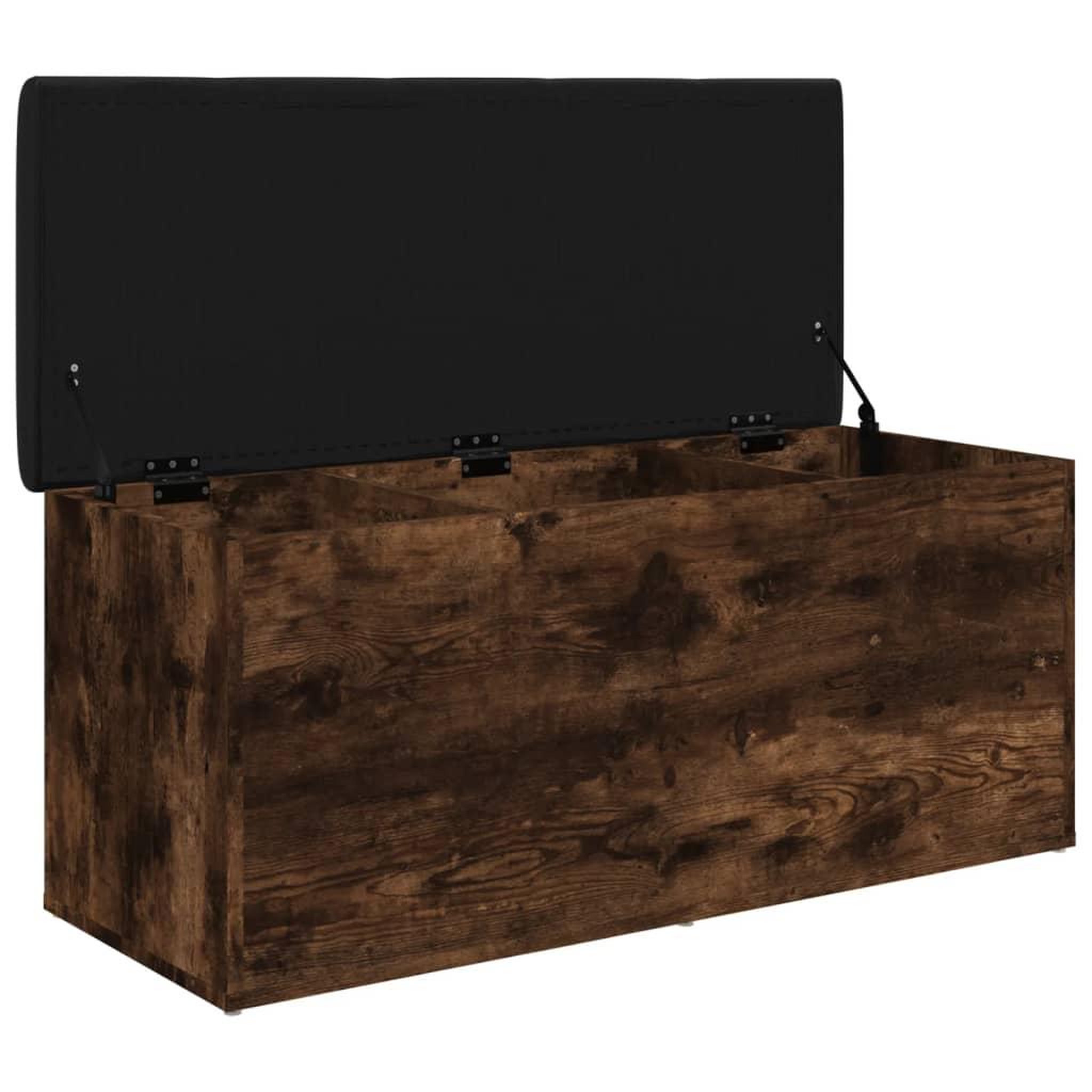Voir la diapositive 4 : VIDAXL Banc de rangement chene fume 102x42x45 cm bois d'ingenierie