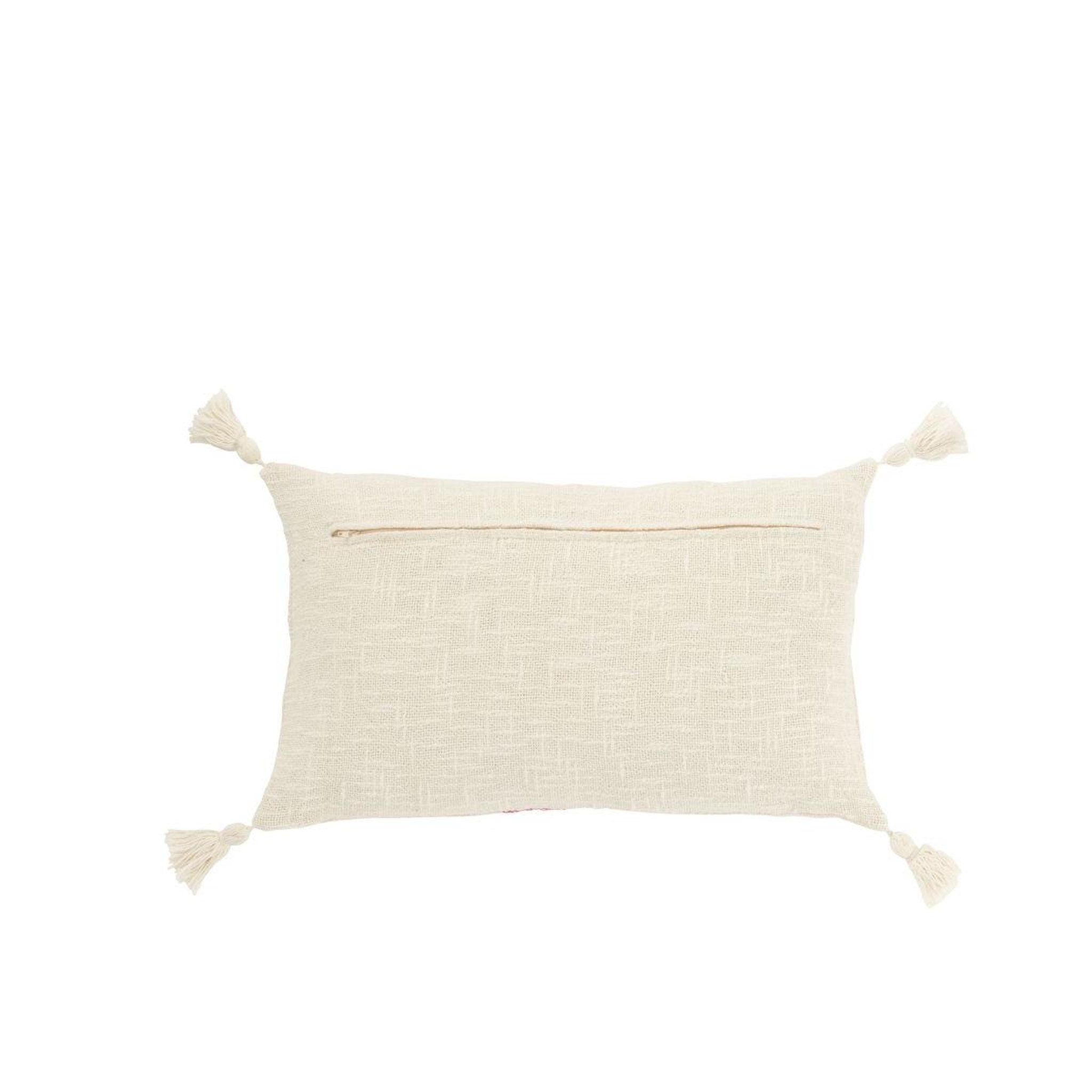 Voir la diapositive 2 : J-LINE Coussin déco ligne  polly  30x50cm blanc & rose
