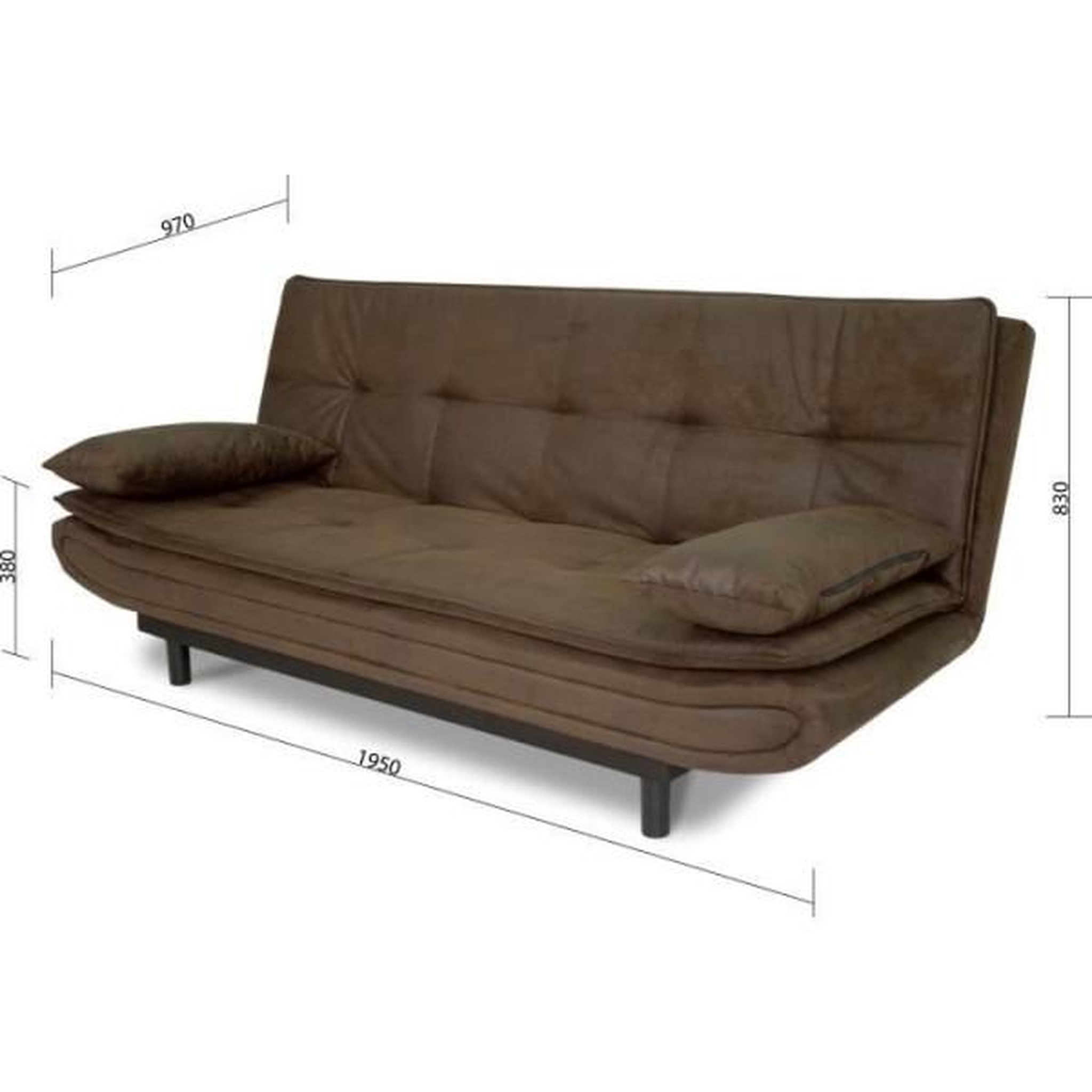 Voir la diapositive 6 : MARKET24 Banquette clic-clac DARIUS - Tissu Marron - L 194 x P 121 x H 83 cm - Fabriqué en Ukraine